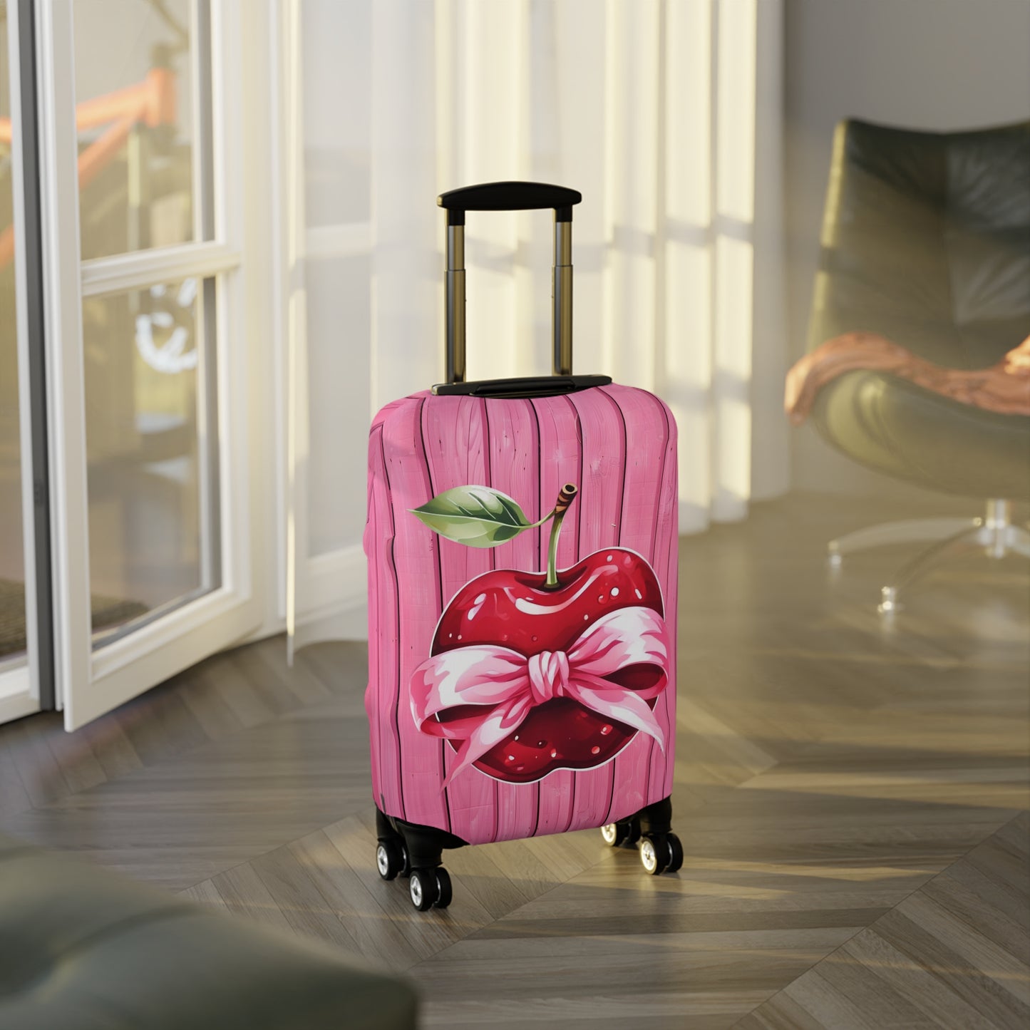 Luggage Cover, Rockabilly, Coquette, Pink Timber, Apple and Ribbon, awd-2526