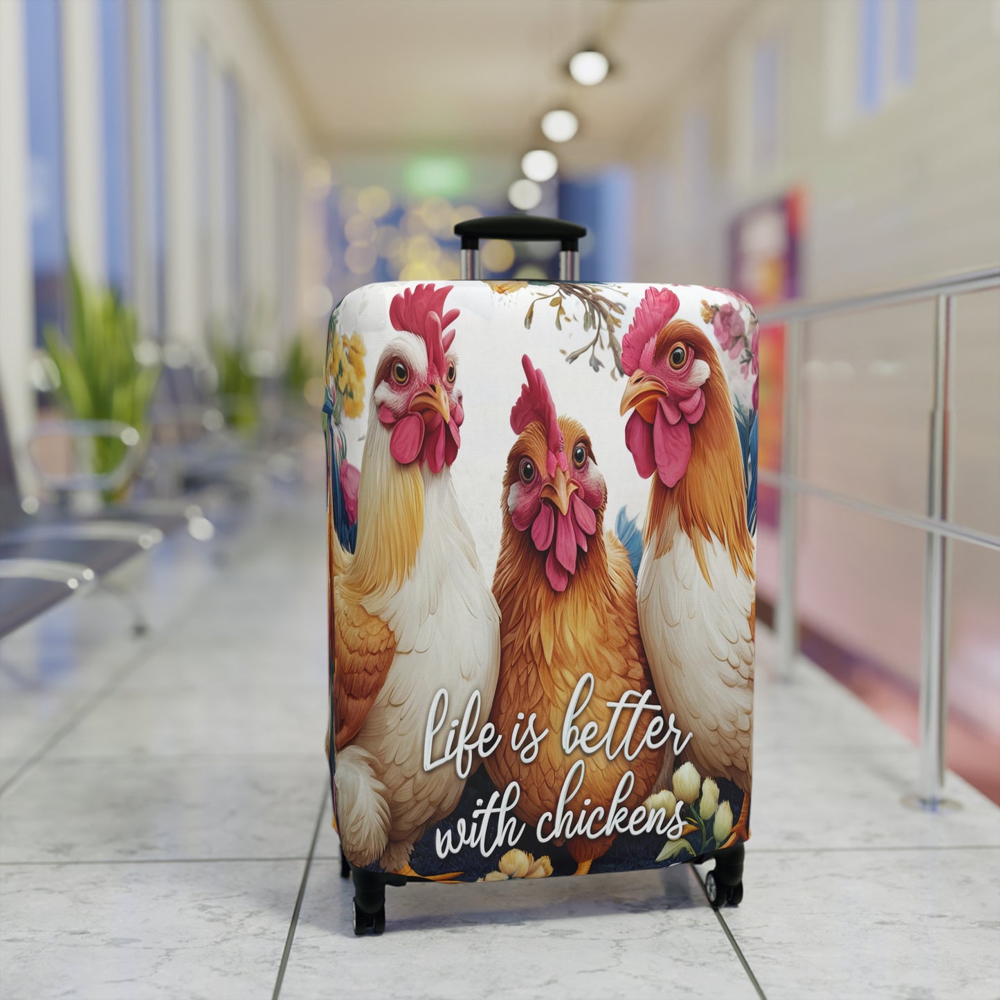 Luggage Cover, Chickens, Life is better with Chickens, awd-1676