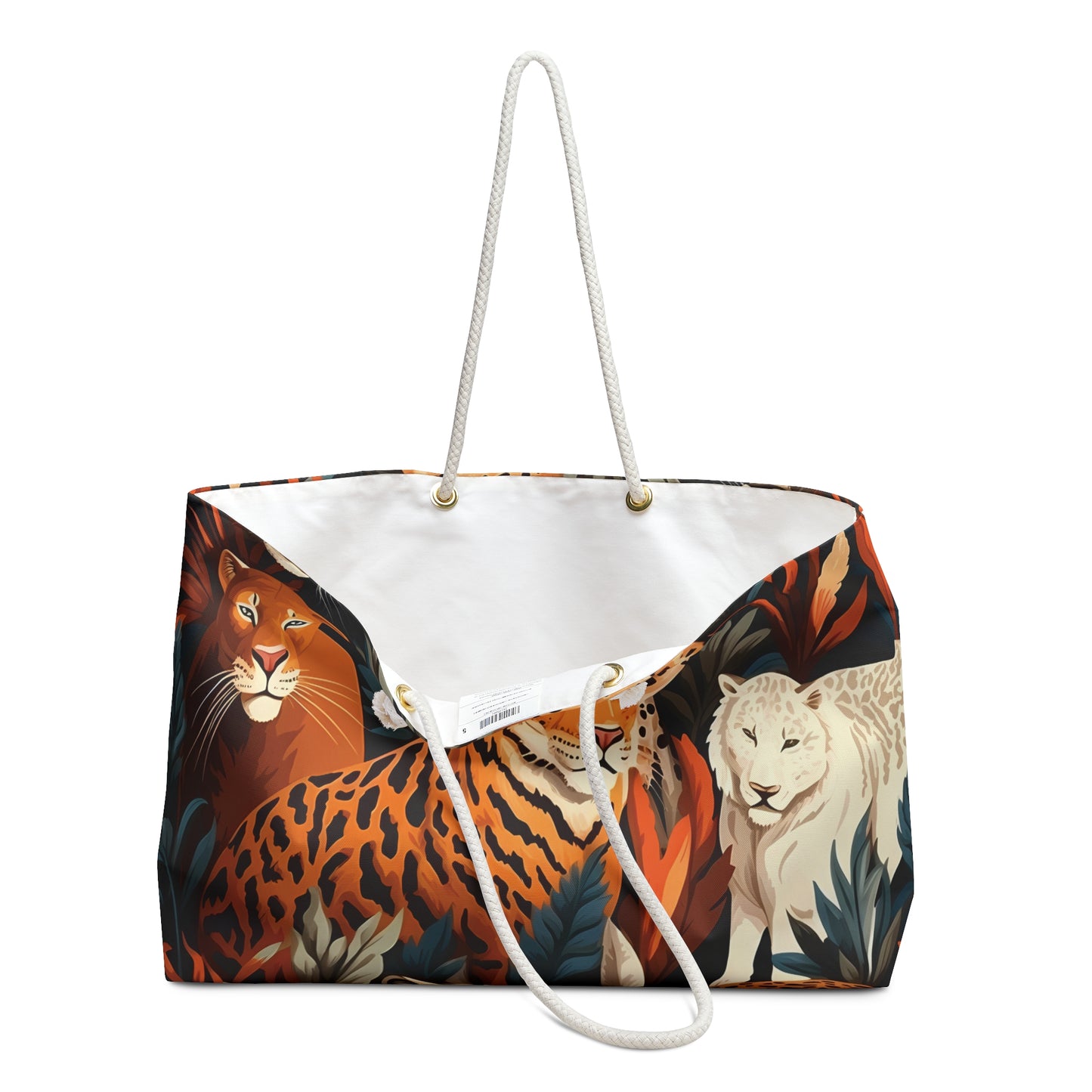 Personalised/Non-Personalised Weekender Bag, Wild Animals, Leopards, Large Weekender Bag, Beach Bag, Book Bag