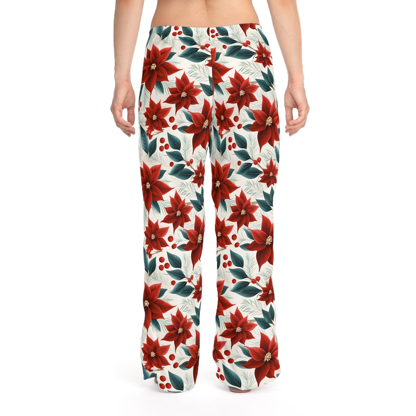 Women's Pyjama Pants, Red Poinsettia, Sleepwear Bottoms