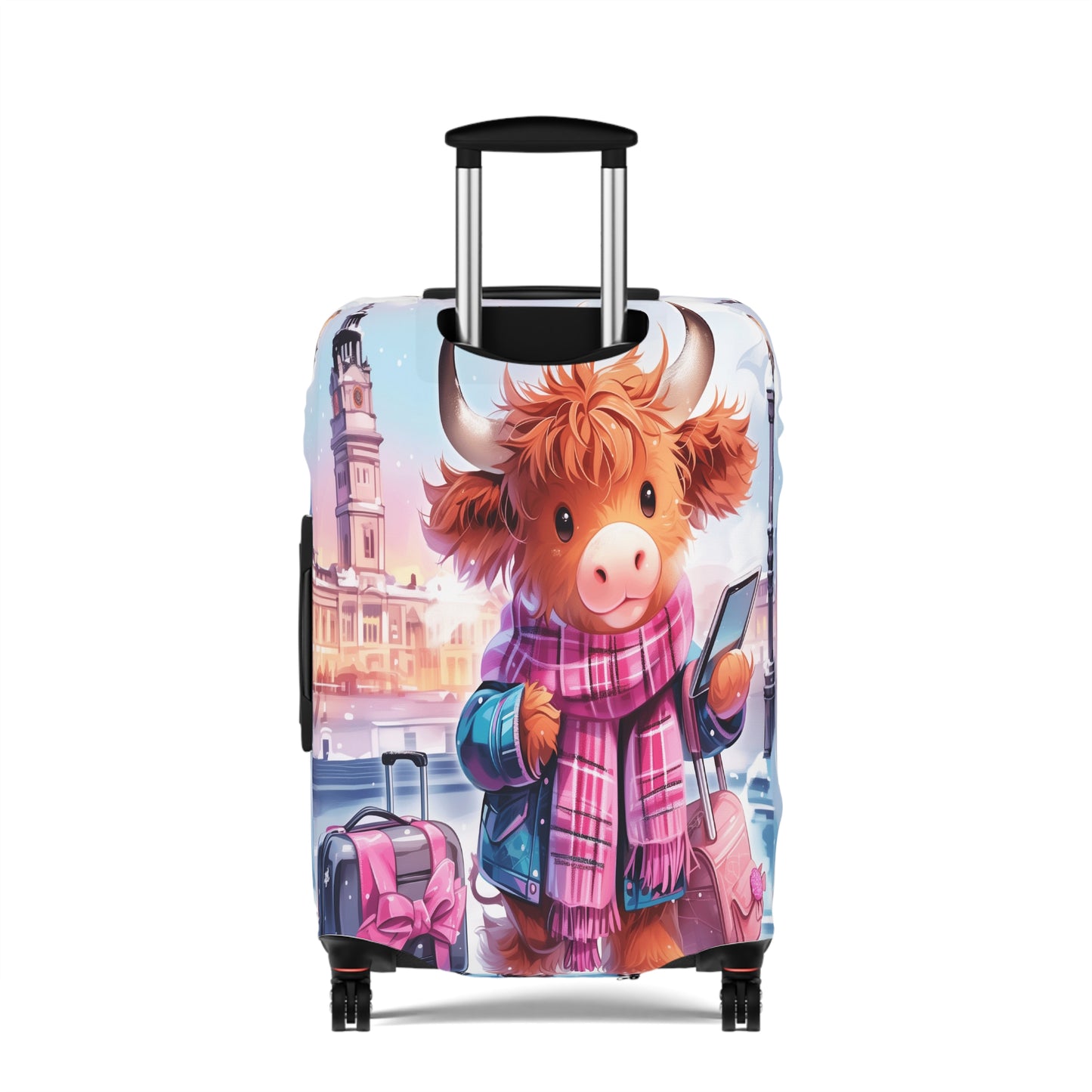 Luggage Cover, Travelling Highland Cow, awd-3024