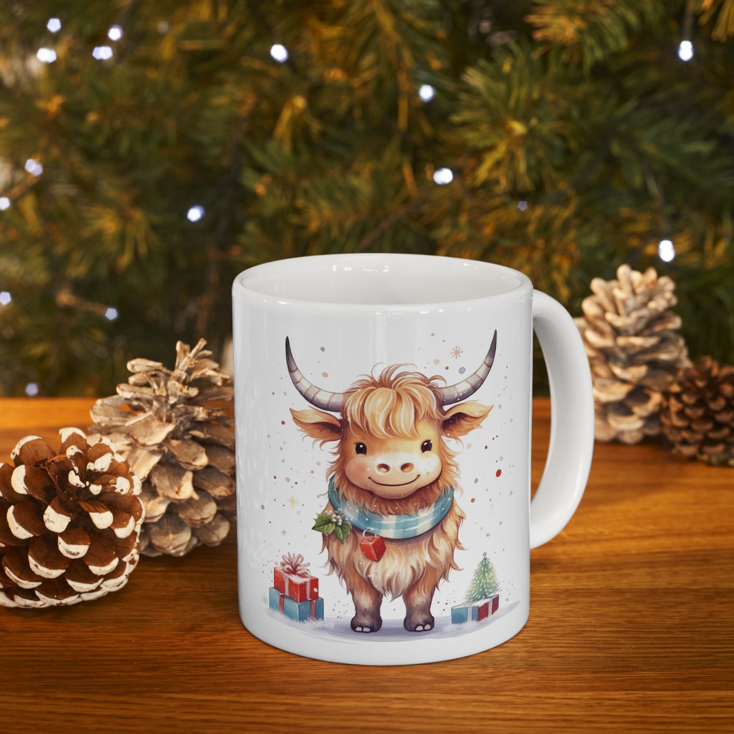 Personalised/Non Personalised Highland Cow, Ceramic Mug 11oz, Highland Cow Mug