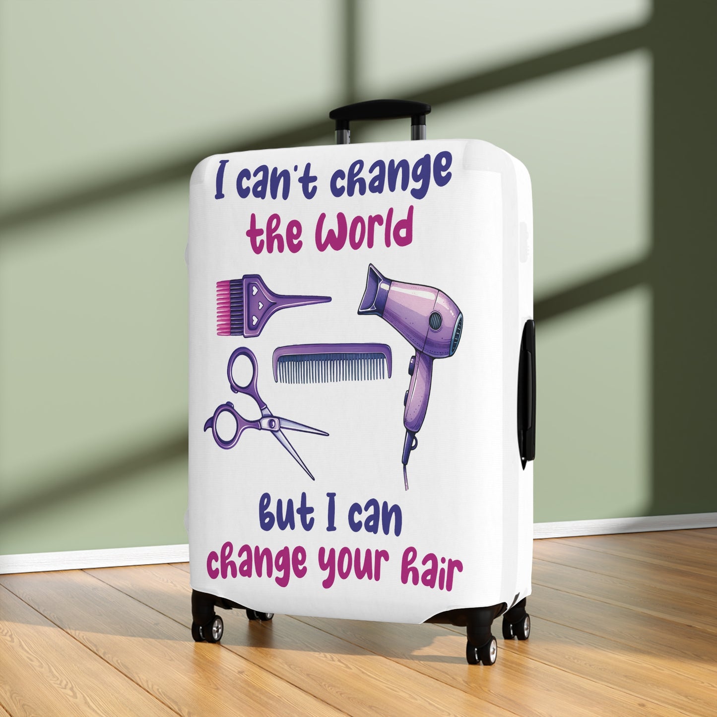 Luggage Cover, Hairdresser, I can't change the world but I can change your Hair, awd-1068