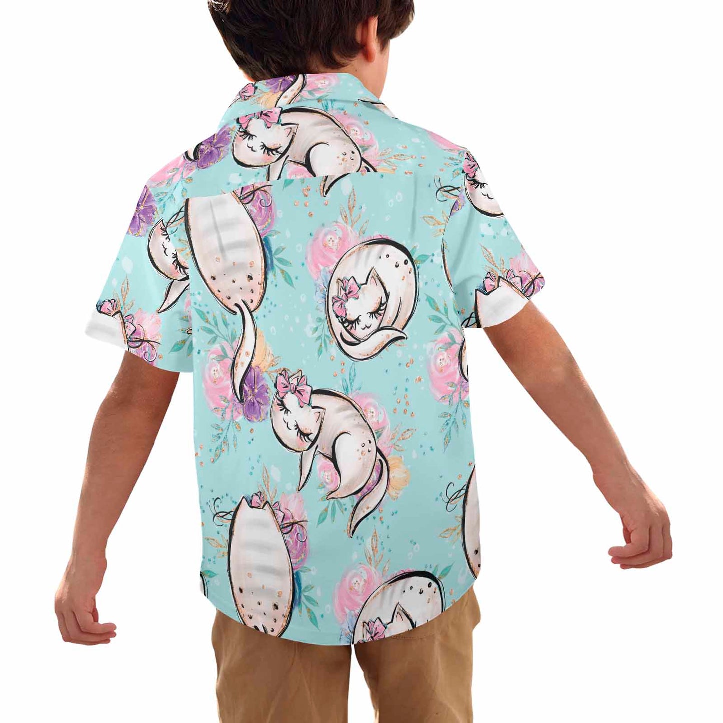 Blue Cats  Little Boys Hawaiian Shirt