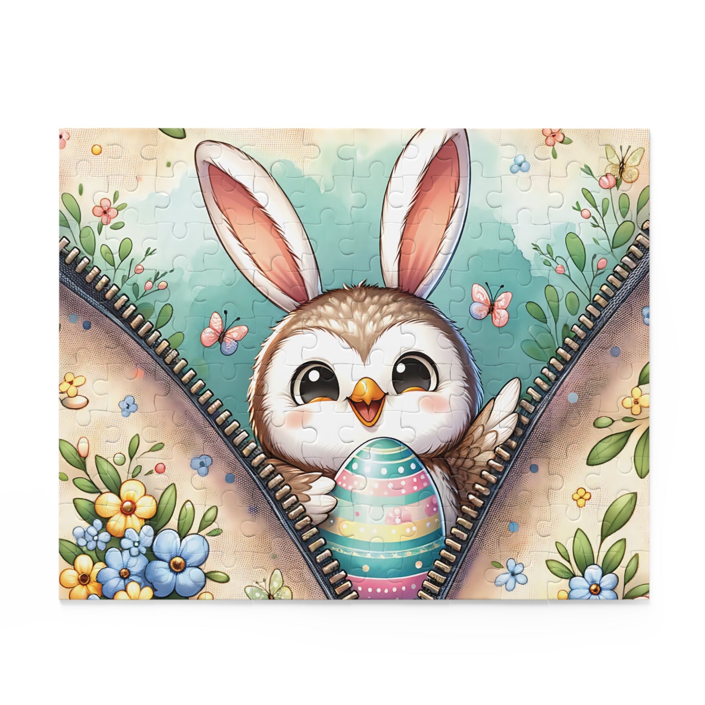 Personalised/Non-Personalised Puzzle, Easter, Owl with Bunny ears (120, 252, 500-Piece)