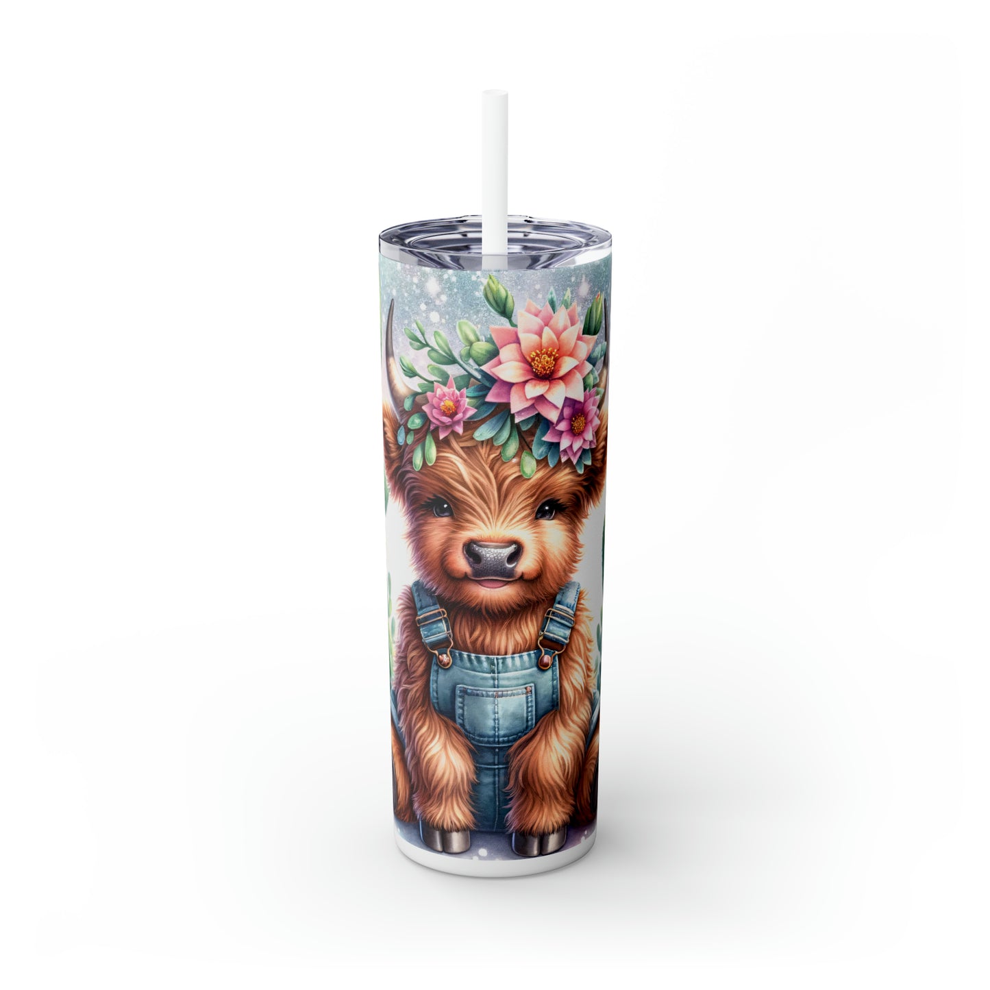 Skinny Tumbler with Straw, 20oz, Highland Cow, awd-1160