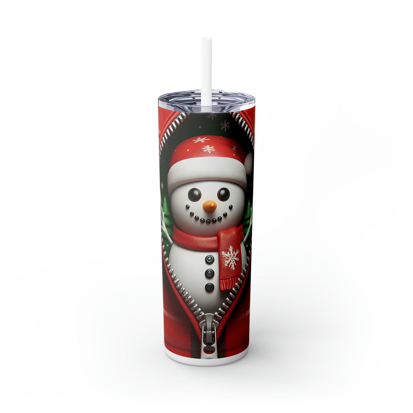 Skinny Tumbler with Straw, 20oz, Snowman