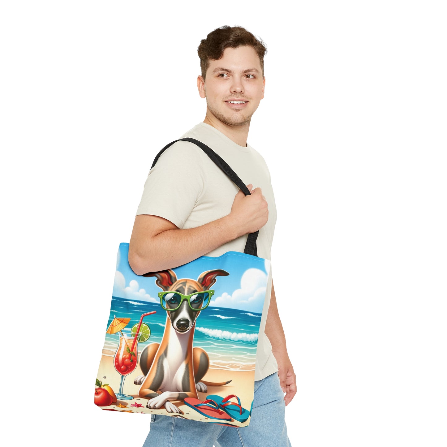 Tote Bag, Dog on Beach, Whippet, Tote bag,  awd-1252