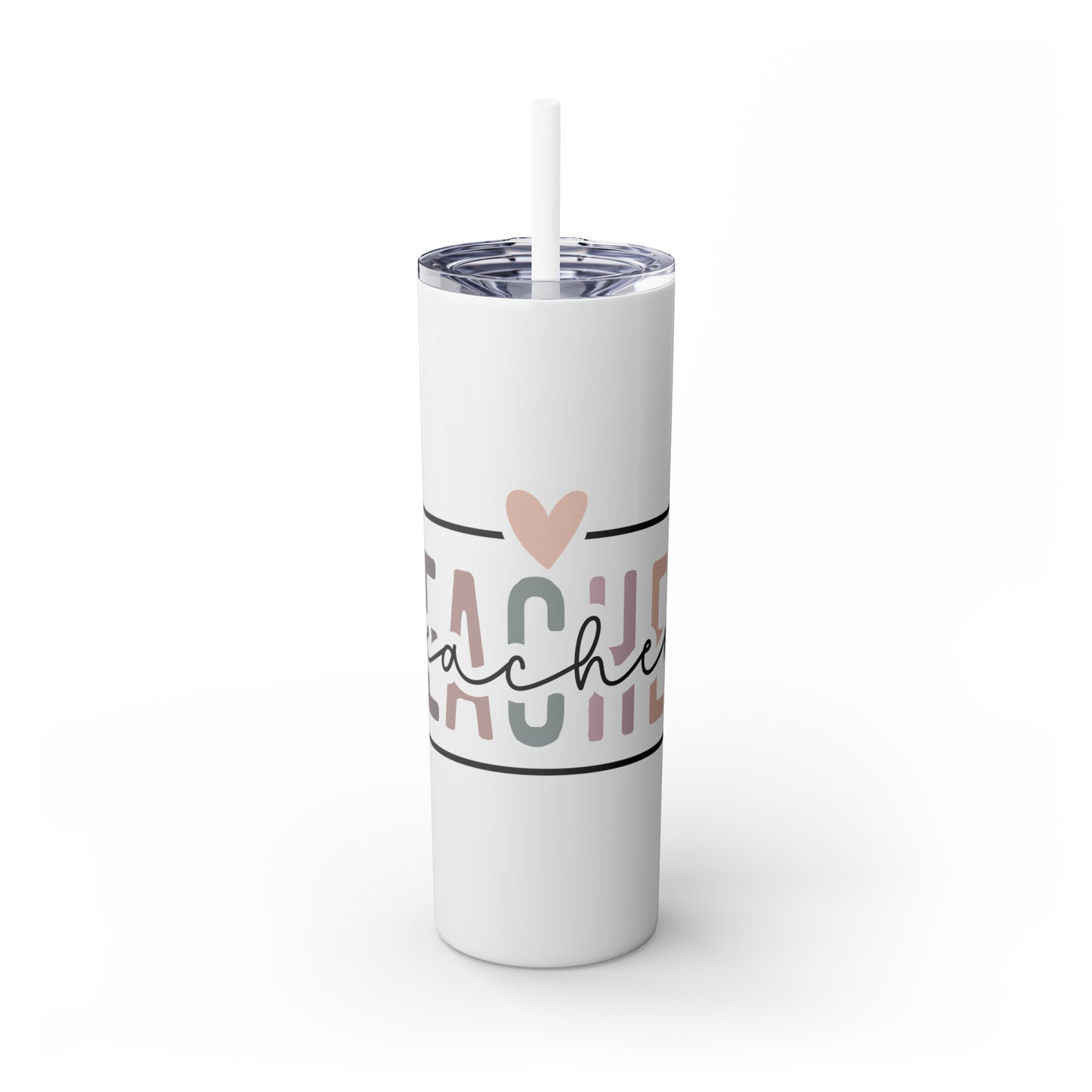 Skinny Tumbler with Straw, 20oz, Teacher