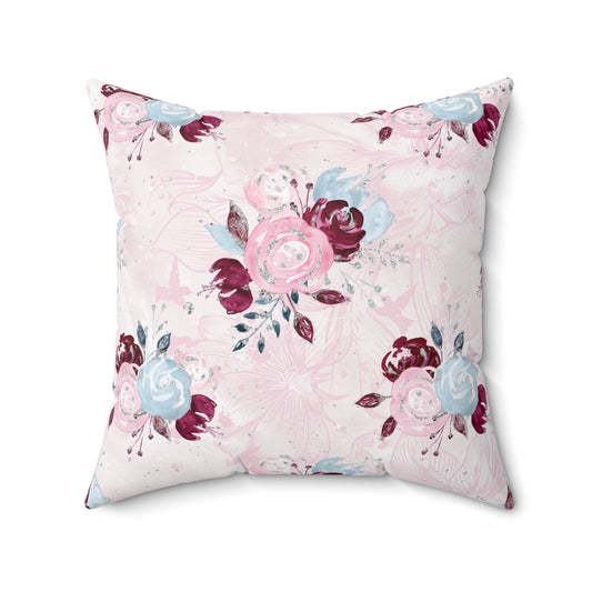 Spun Polyester Square Pillow, Floral Cushion