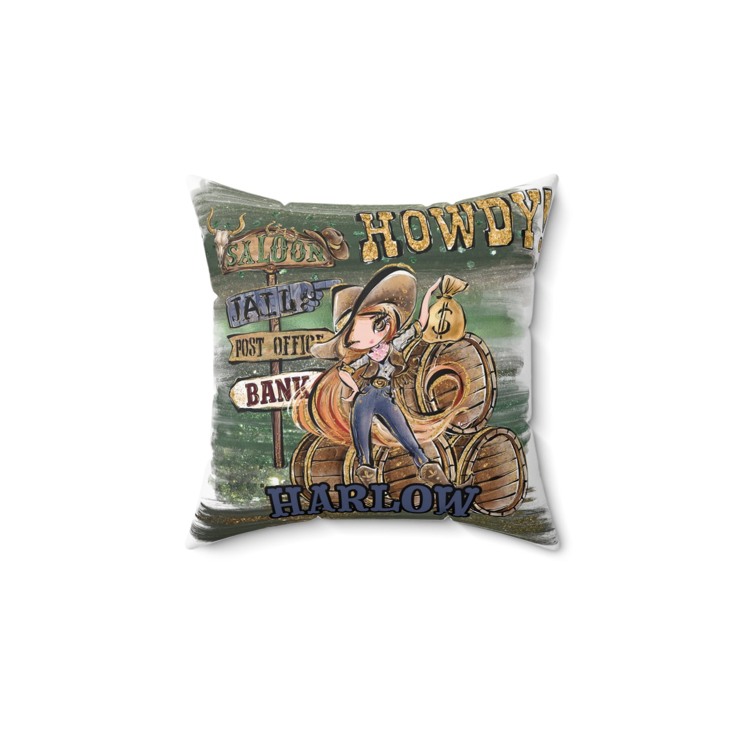 Personalised Howdy Cushion, Red Hair Brown Eyes, Polyester Square Cushion, Christmas cushion