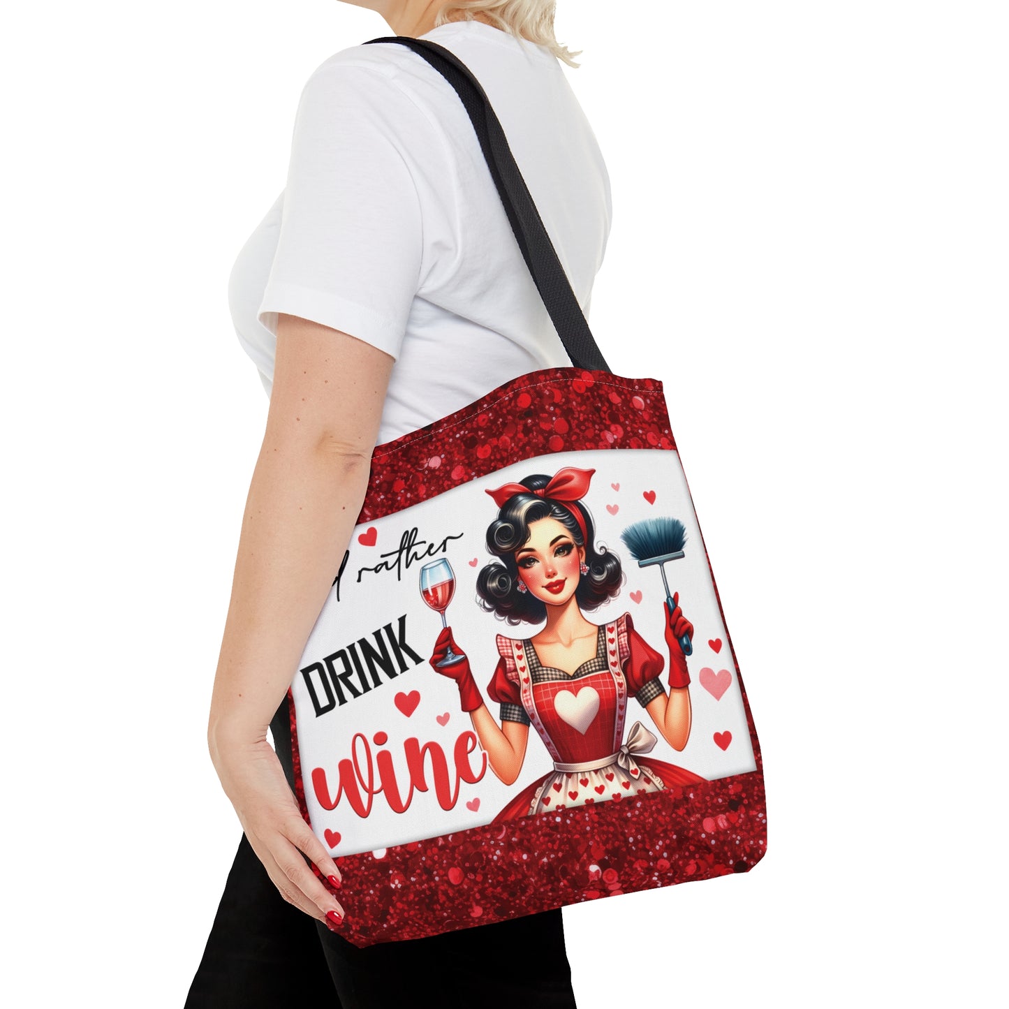 Tote Bag, Retro, I'd Rather Drink Wine