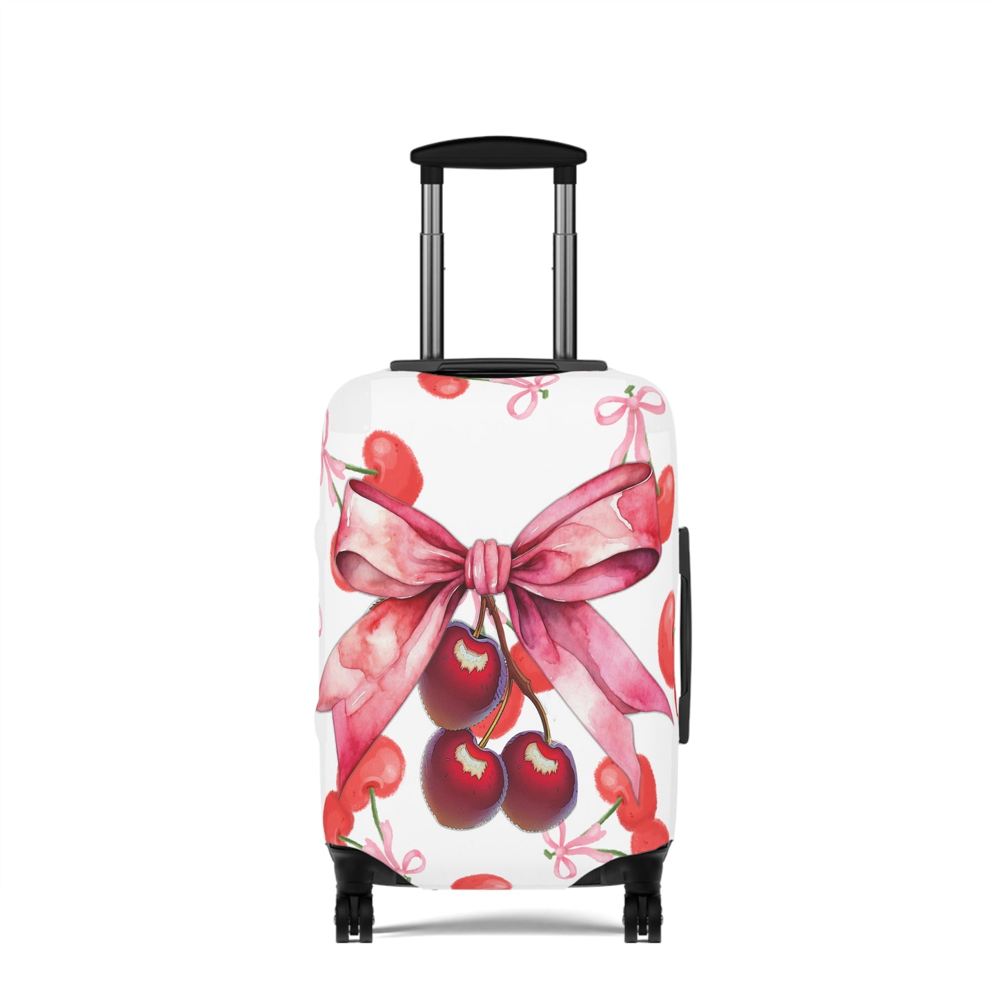 Luggage Cover, Rockabilly, Coquette, Pink Cherries and Ribbon, awd-2506