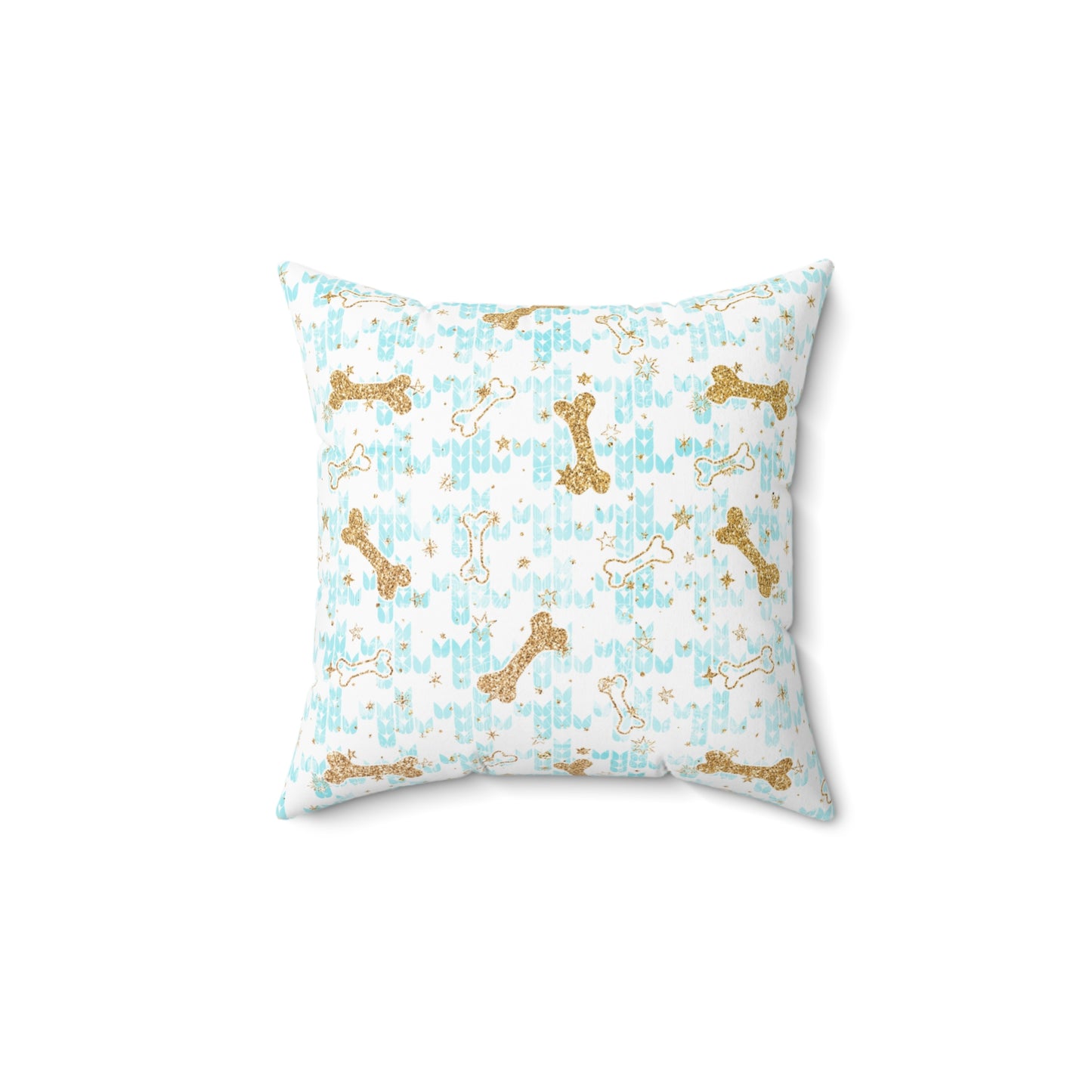 Spun Polyester Square Pillow, Doggie Bones Christmas Cushion