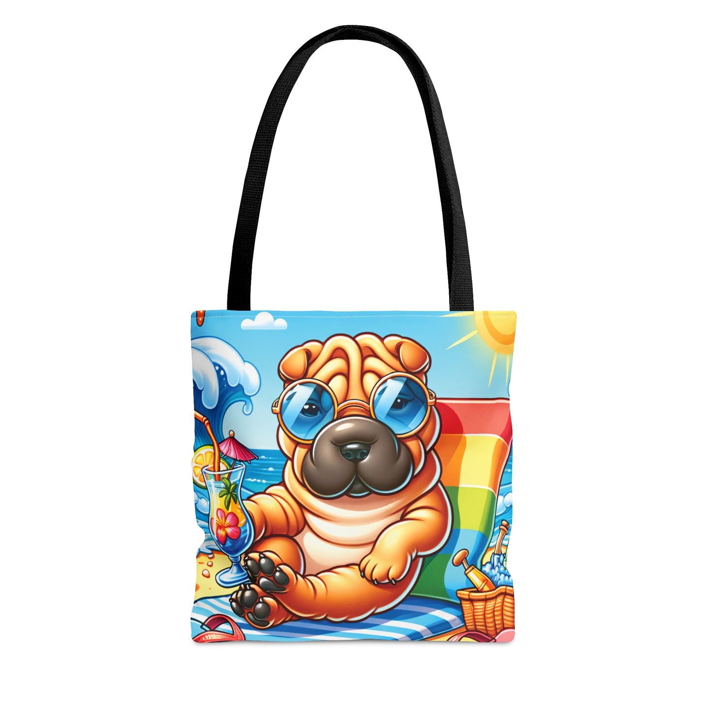 Tote Bag, Dog on Beach, Shar Pei, Tote bag, awd-1242