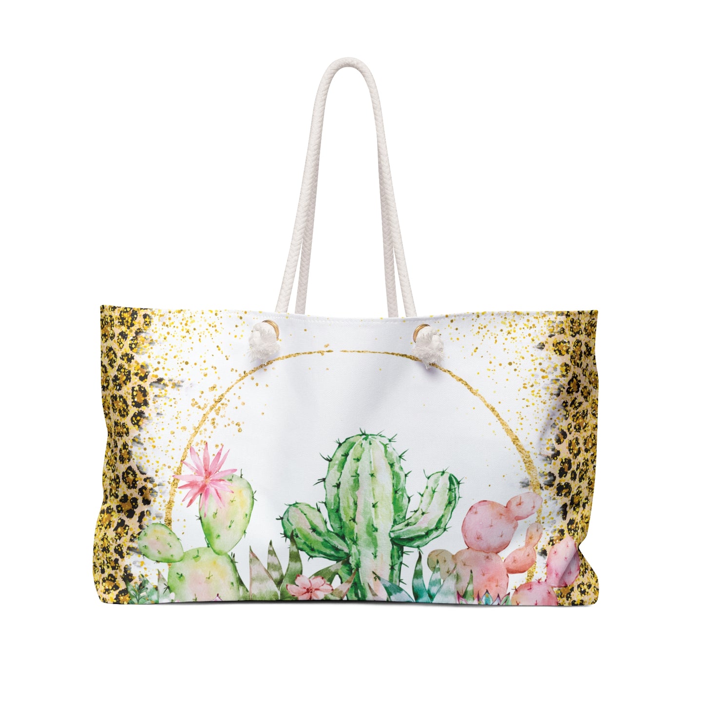 Personalised/Non-Personalised Weekender Bag, Floral, Cactus, Weekender Bag, Beach Bag, Book Bag