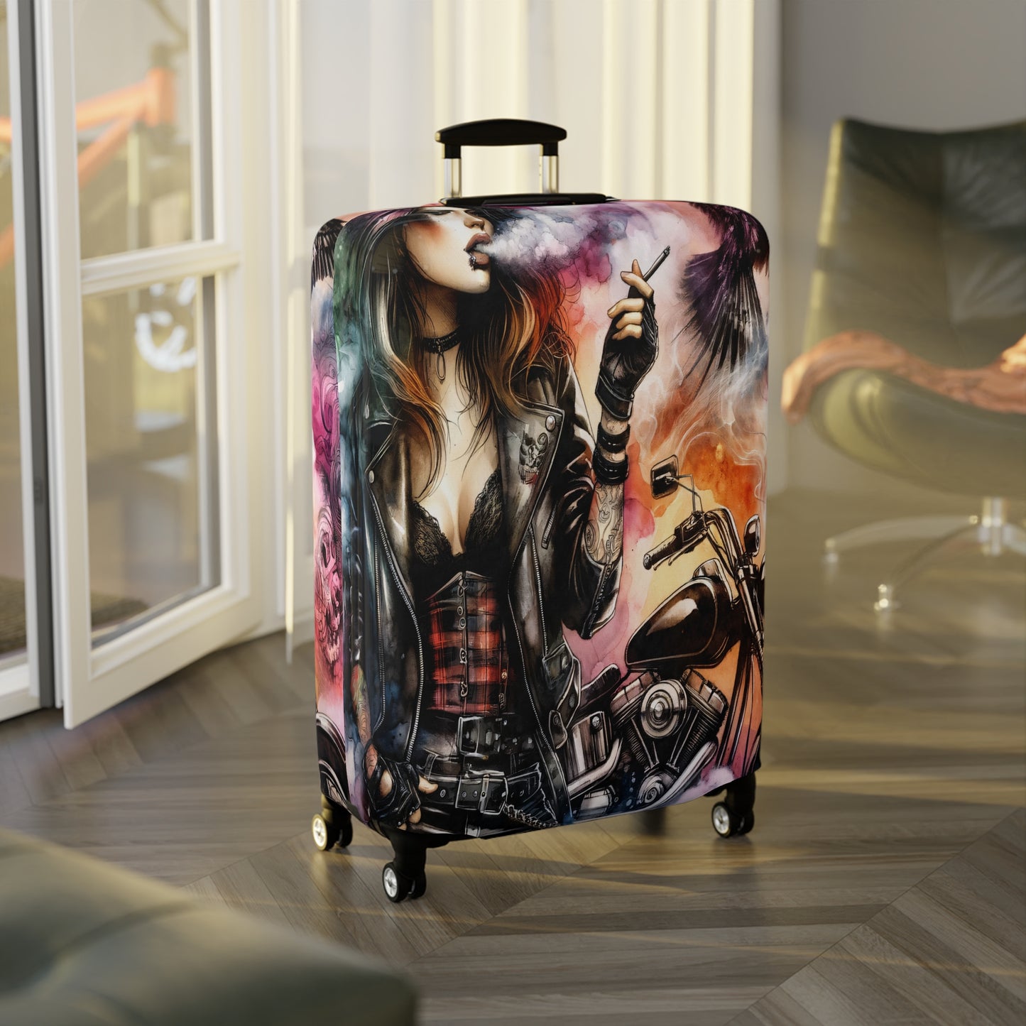 Luggage Cover, Girl Motorbike, awd-1736