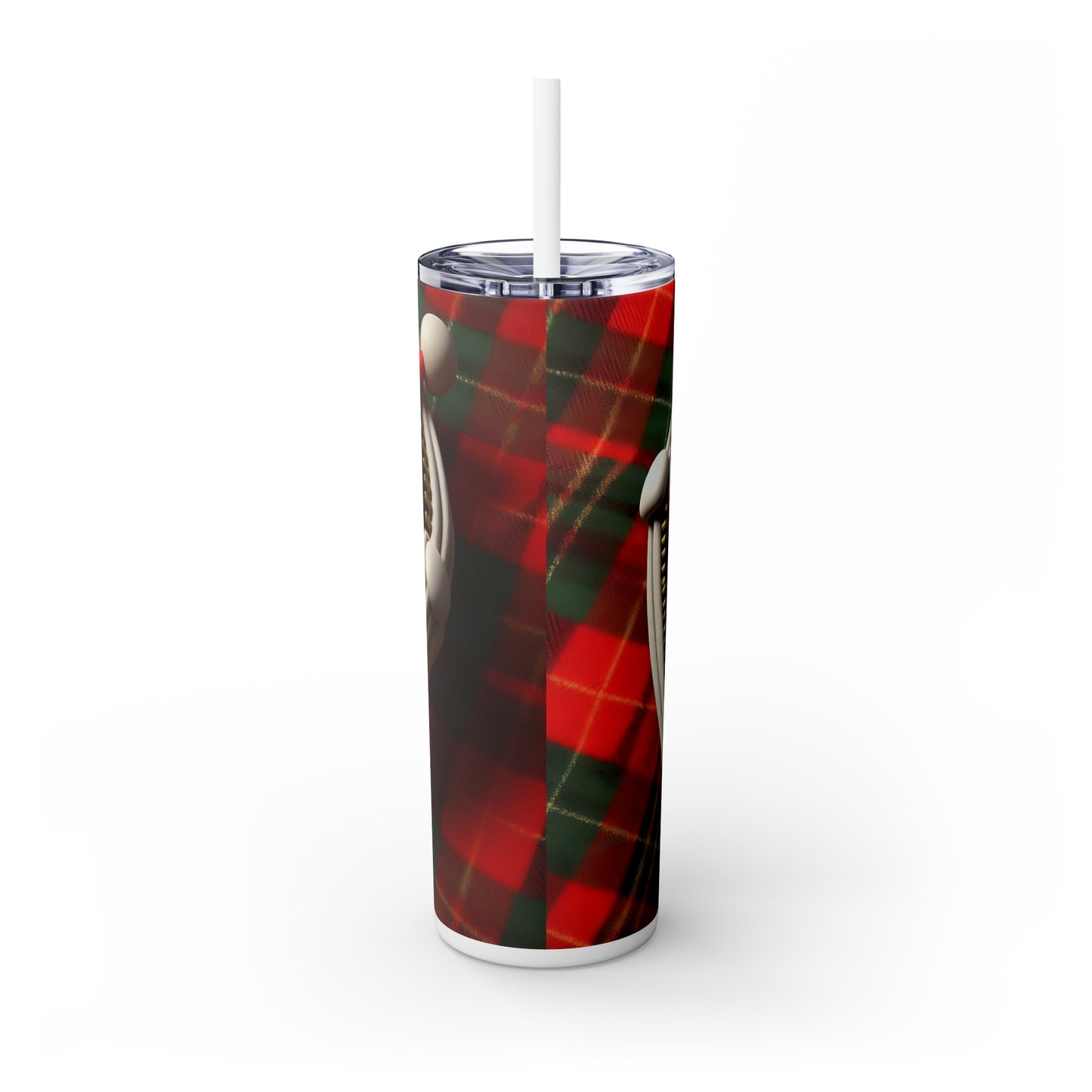 Skinny Tumbler with Straw, 20oz, Santa