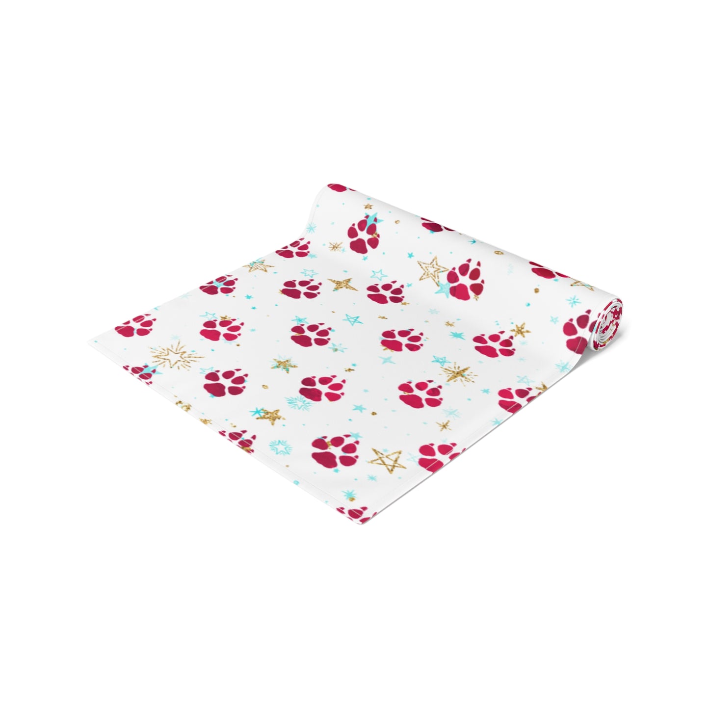 Doggie Paws Christmas Table Runner, Cotton Twill and Poly Available