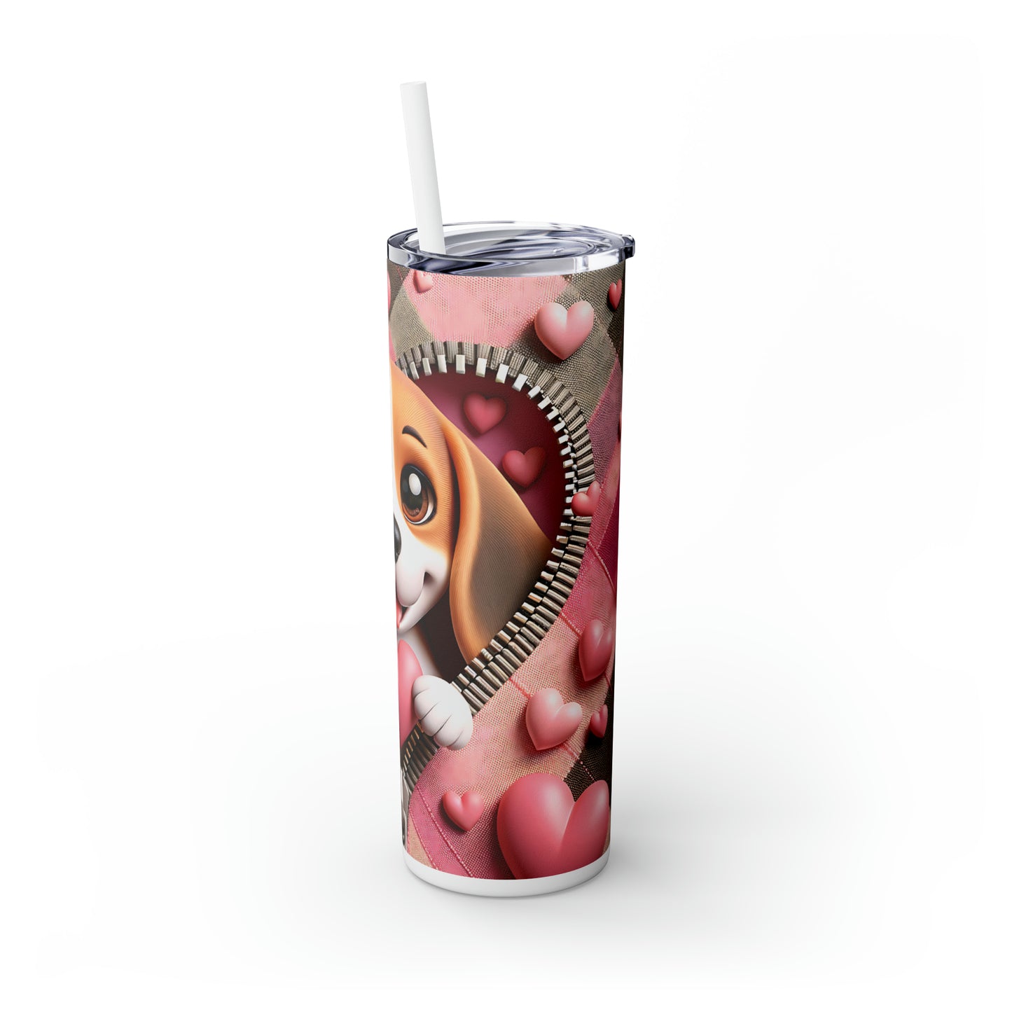 Skinny Tumbler with Straw, 20oz, Dog, Valentines Day, awd-1136