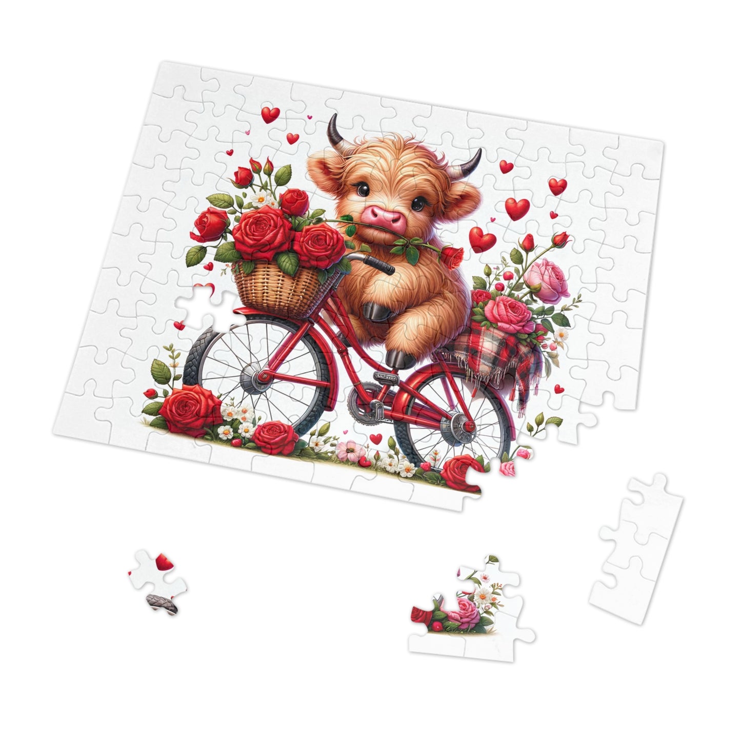 Puzzle, Highland Cow on Bike, Personalised/Non-Personalised (30, 110, 252, 500,1000-Piece) awd-612