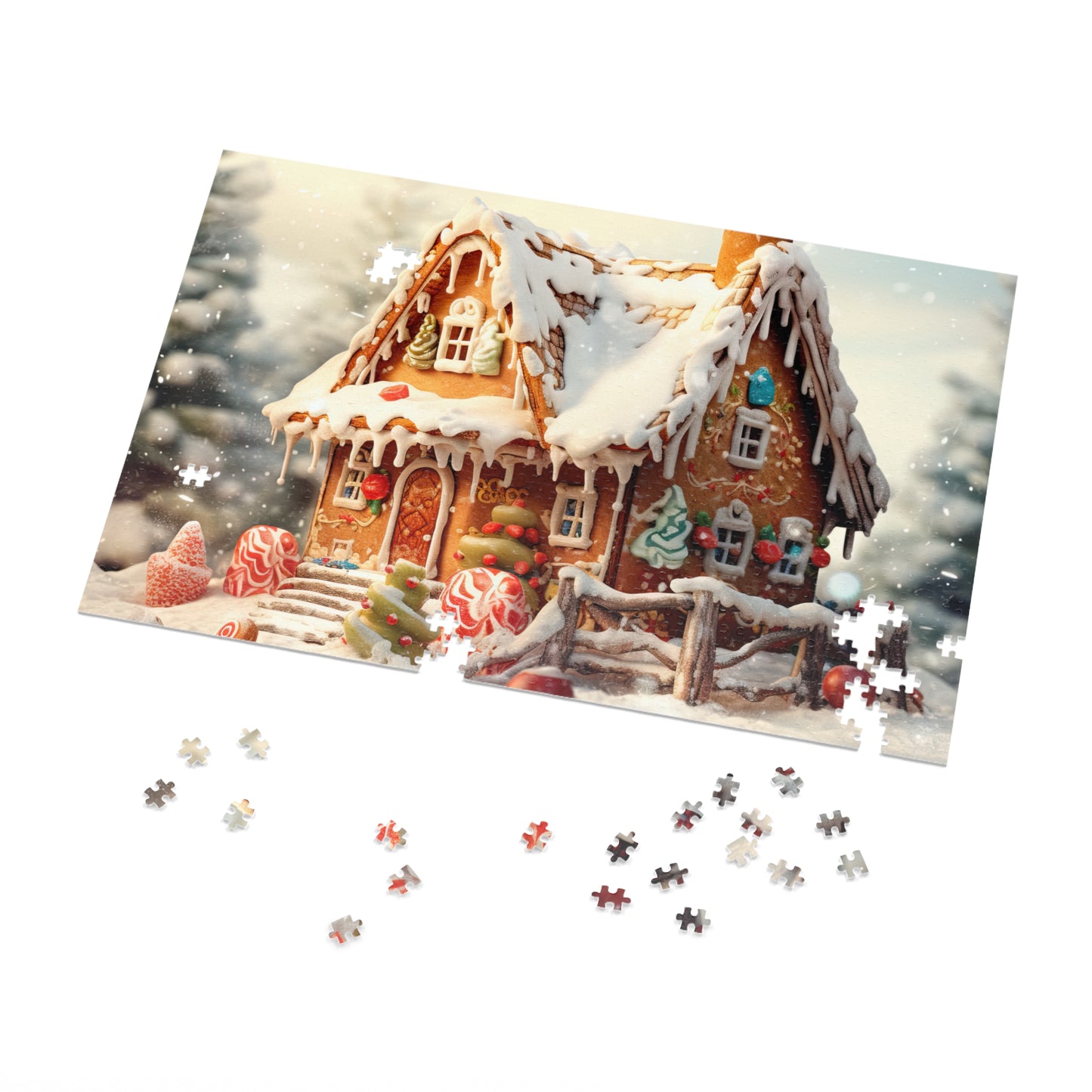 Puzzle, Christmas, Gingerbread House , Personalised/Non-Personalised (30, 110, 252, 500,1000-Piece) awd-615