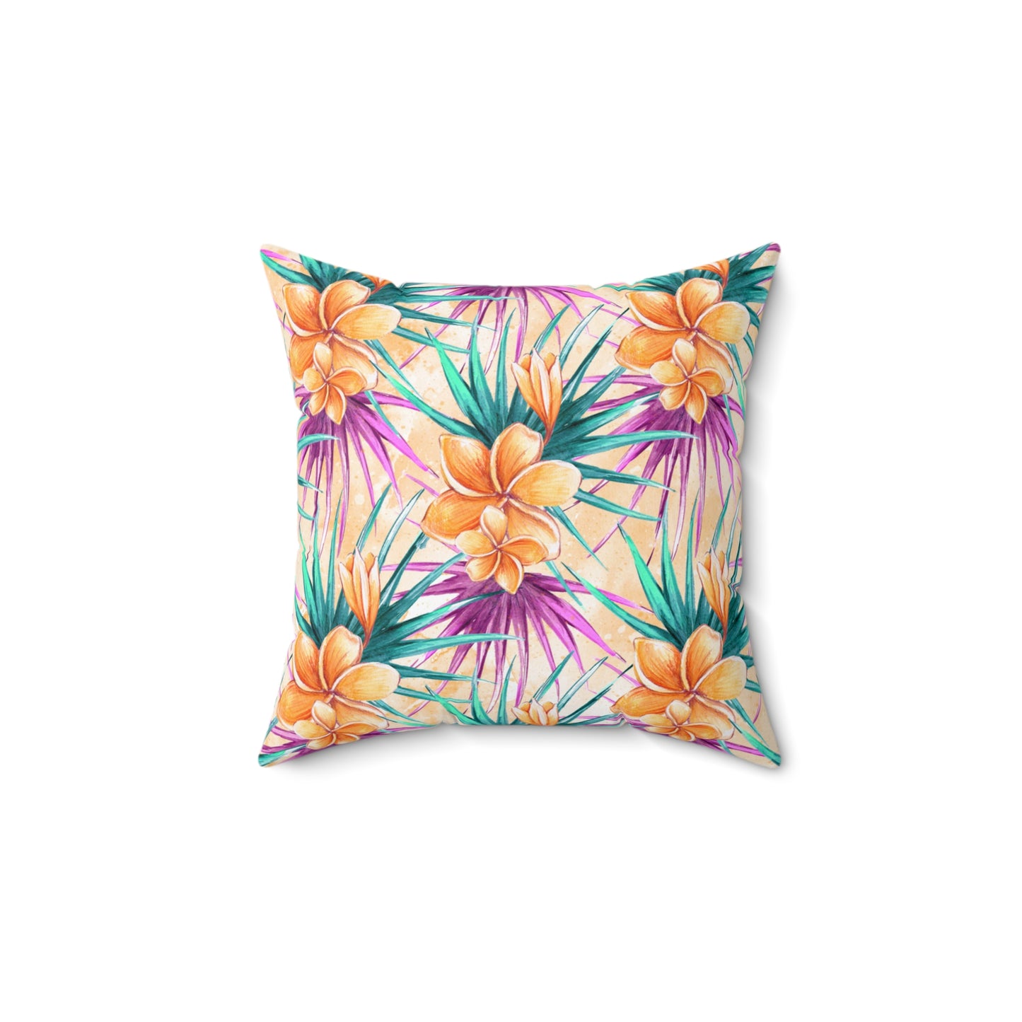 Spun Polyester Square Pillow, Hibiscus Cushion