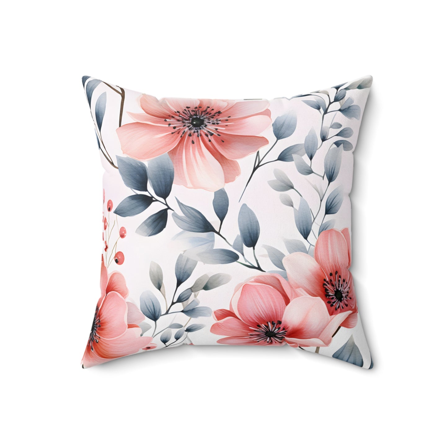 Spun Polyester Square Pillow, Floral Cushion