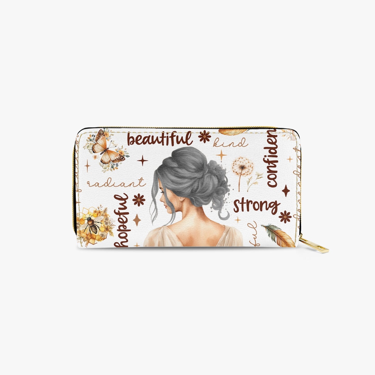 Long Type Zipper Purse - Affirmations - Grey Hair