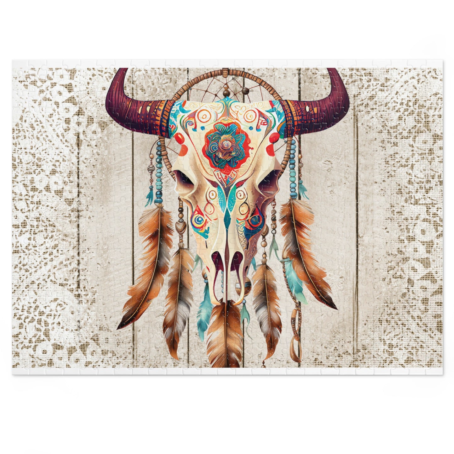 Jigsaw Puzzle, Boho Skull, Personalised/Non-Personalised (30, 110, 252, 500,1000-Piece)