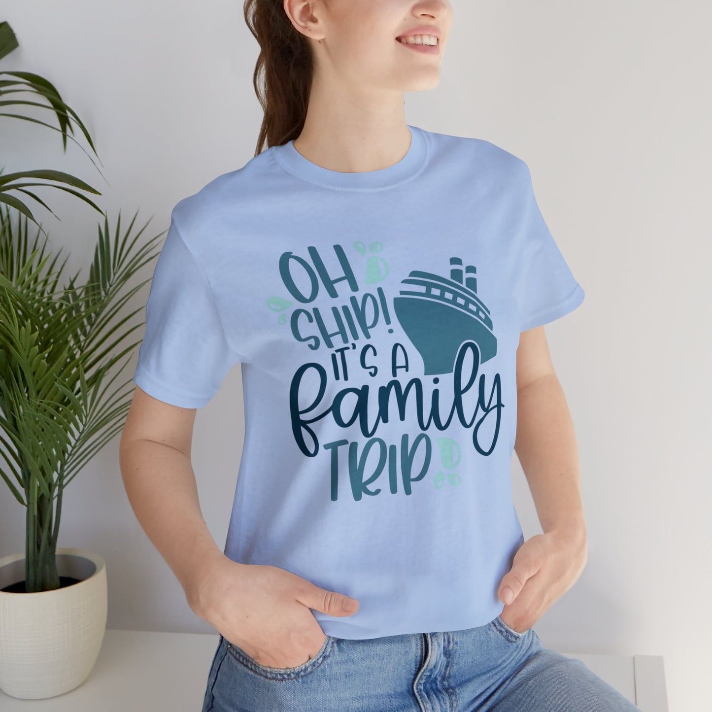 Unisex Adults Jersey Short Sleeve Tee, Cruise Tee, Og Ship it's a Family Trip, 100% Cotton, Light Fabric 142 g/m²