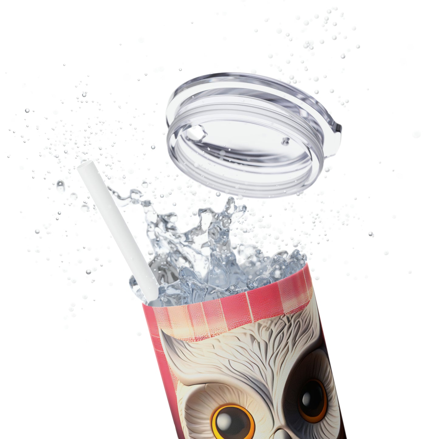 Skinny Tumbler with Straw, 20oz, Owl, Valentines Day