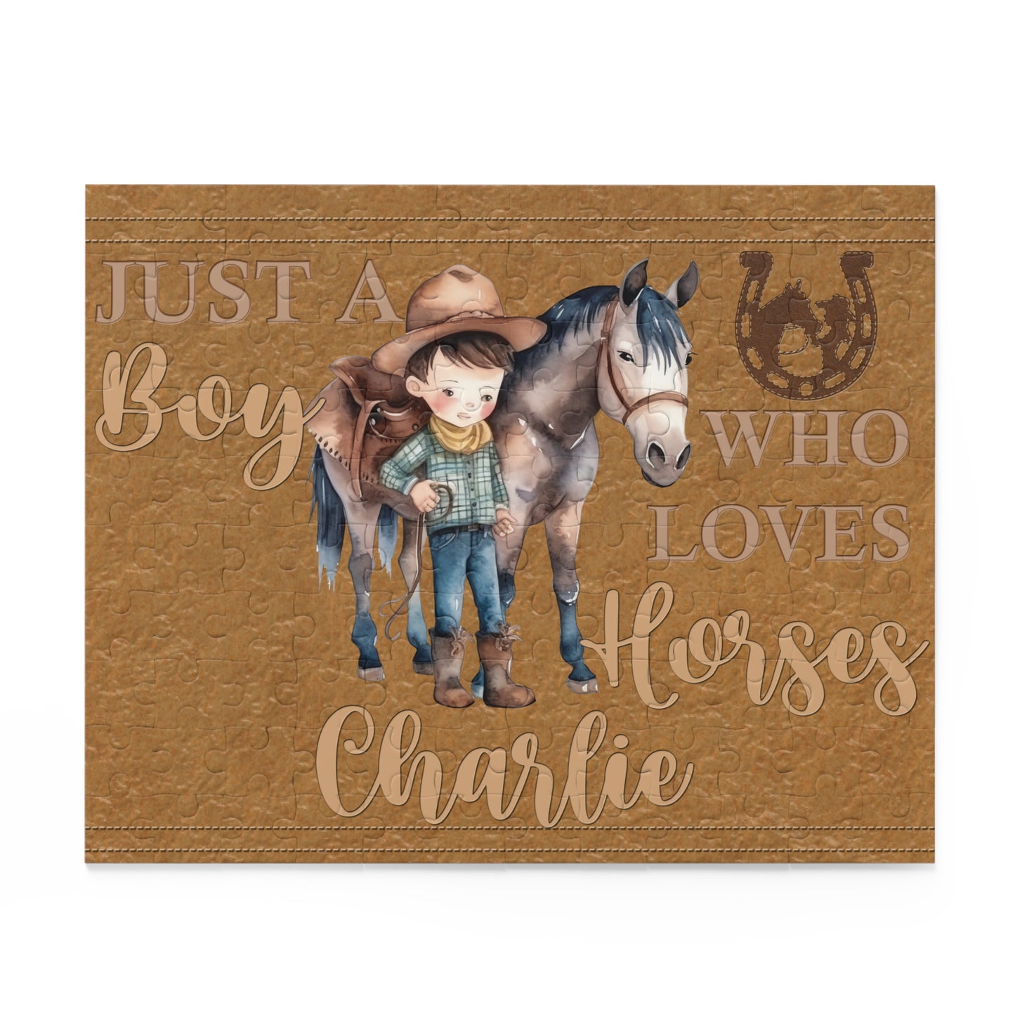 Personalised/Non-Personalised Puzzle, Just a Boy Who Loves Horses (120, 252, 500-Piece)