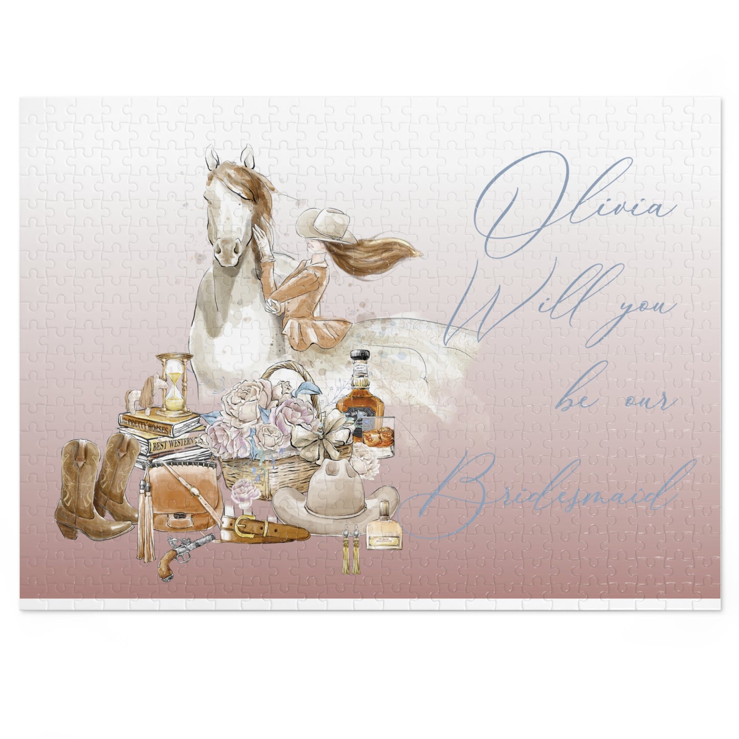 Jigsaw Puzzle, Western, Romance Floral, Bridal, Will you be our Bridesmaid, Personalised/Non-Personalised (30, 110, 252, 500,1000-Piece)