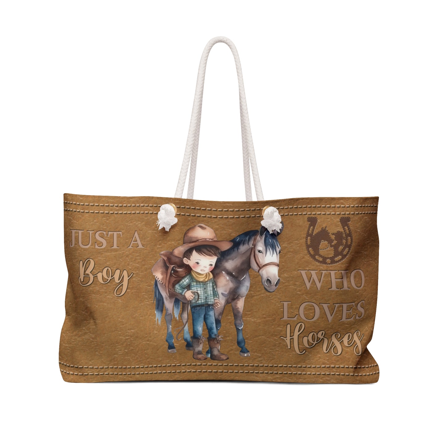 Personalised Weekender Bag, Western, Just a Boy Who loves Horses, Large Weekender Bag, Beach Bag, Book Bag