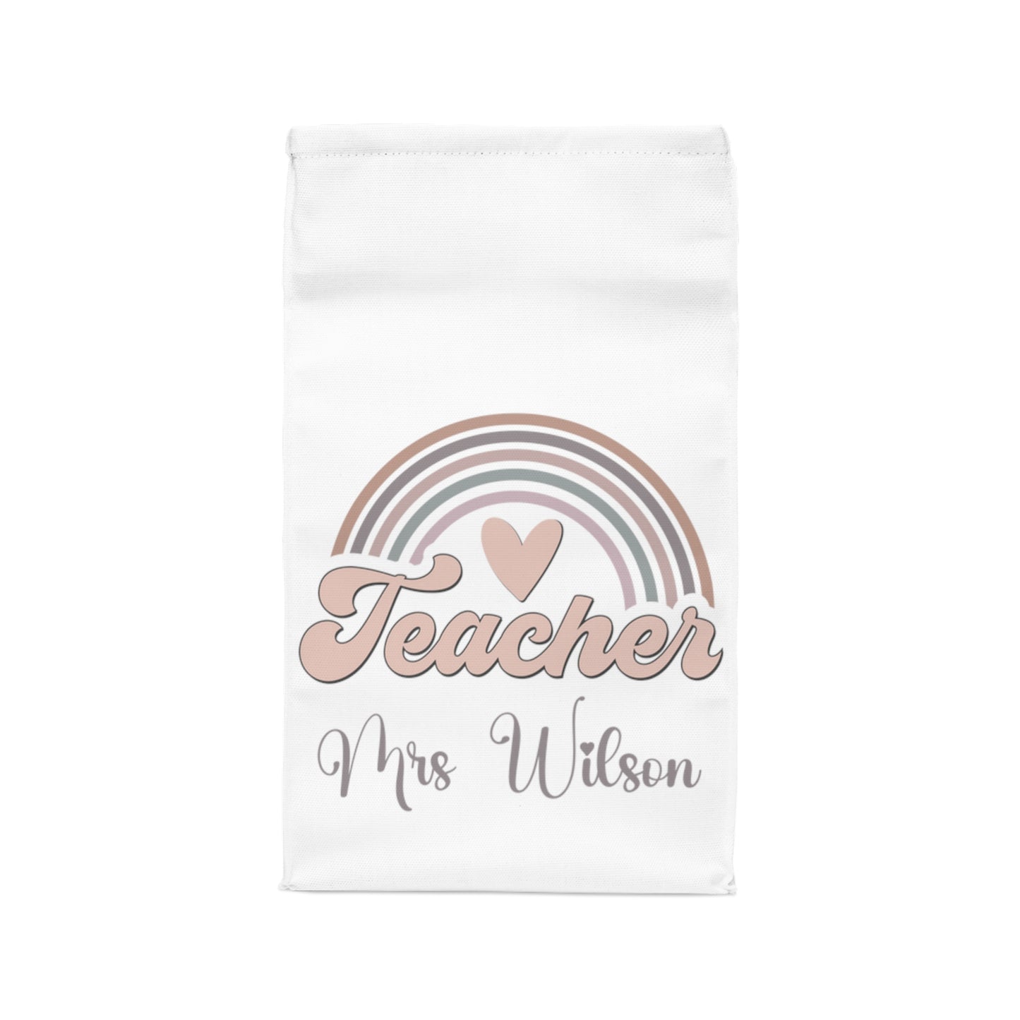 Personalised Insulated Lunch Bag, Teacher Lunch Bag, Rainbow Natural