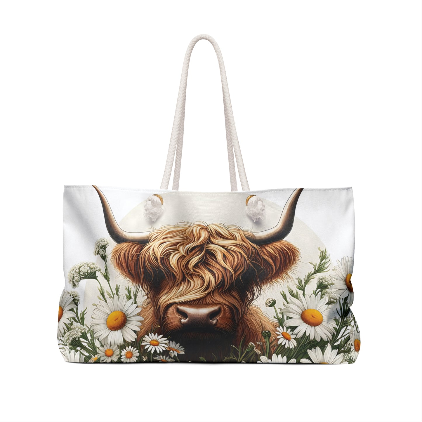 Personalised/Non-Personalised Weekender Bag, Highland Cow, Large Weekender Bag, Beach Bag, Book Bag