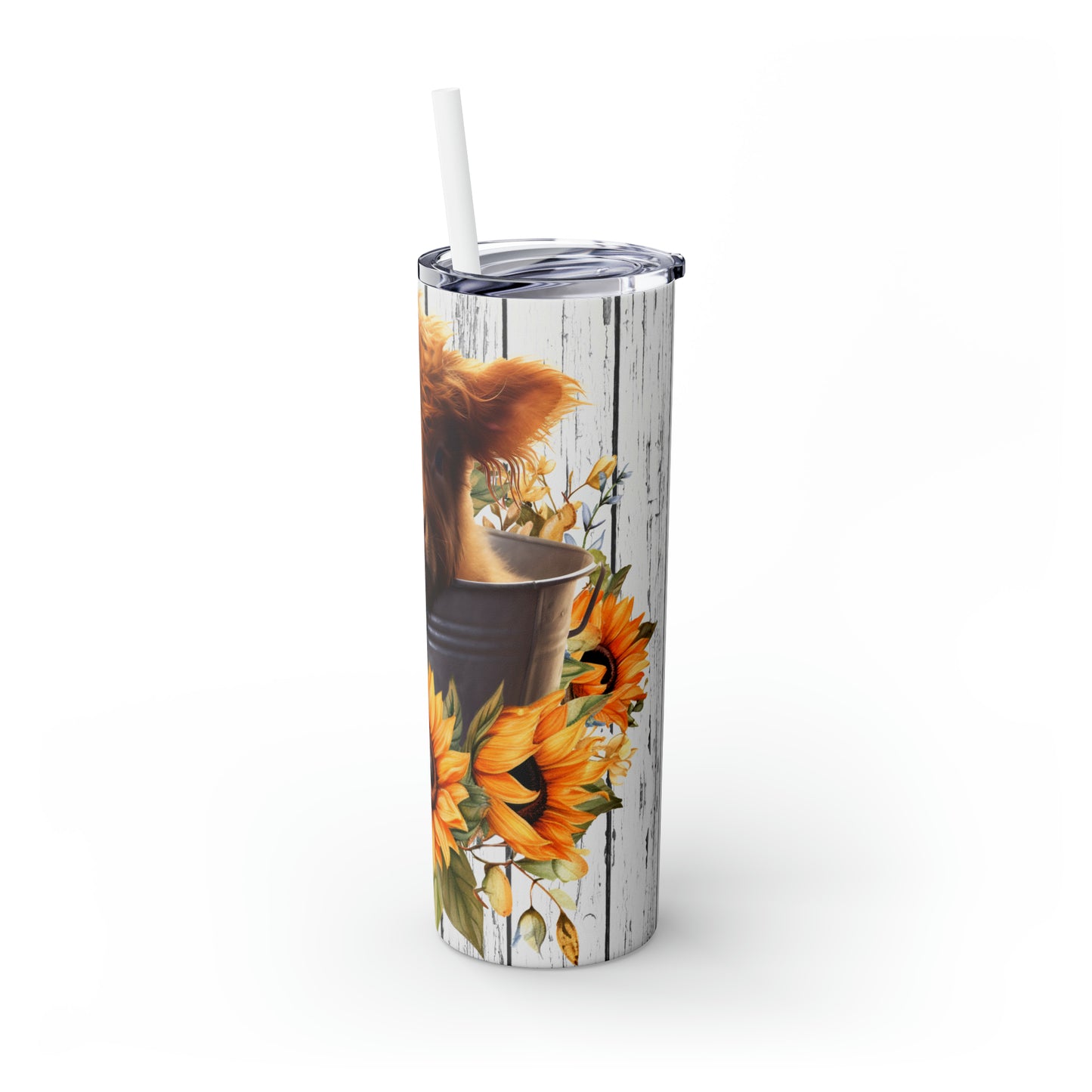 Skinny Tumbler with Straw, 20oz Highlander Cow