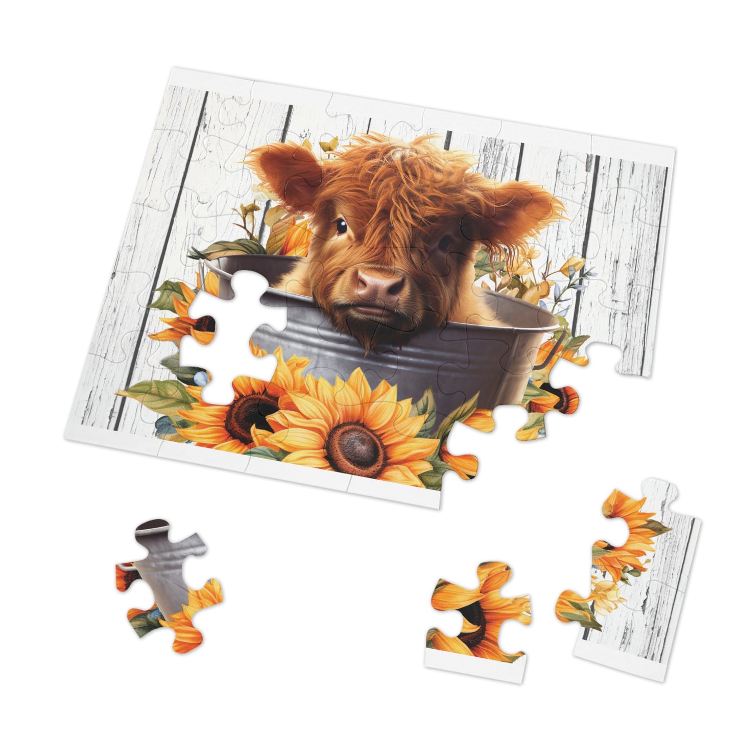 Jigsaw Puzzle, Highland Cow, Personalised/Non-Personalised (30, 110, 252, 500,1000-Piece)