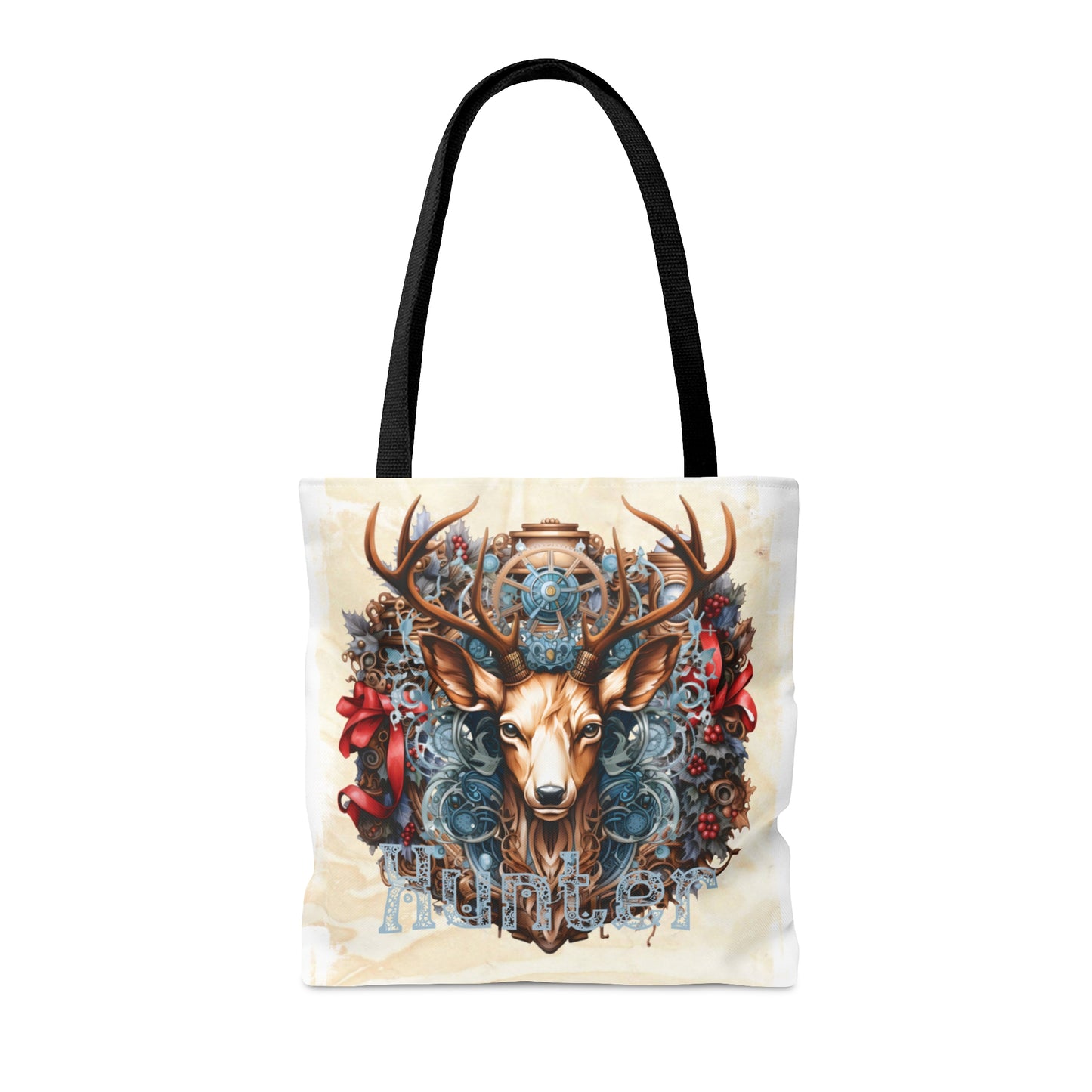 Steampunk Reindeer wreath Personalised Tote Bag, Steampunk Christmas bag, Tote Bag, Personalised/Non-Personalised