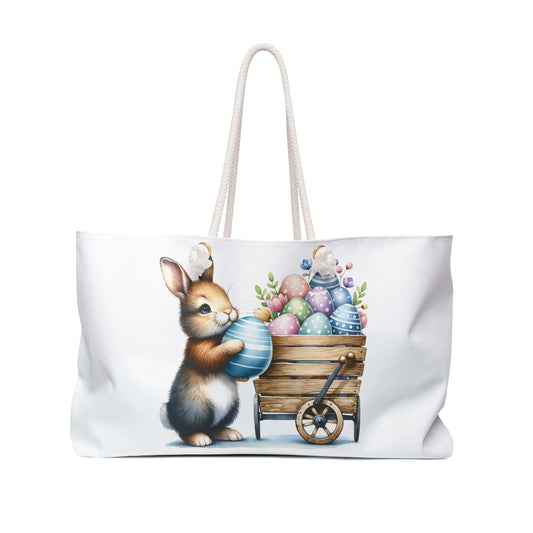 Personalised/Non-Personalised Weekender Bag, Easter Bunny, Rabbit, Large Weekender Bag, Beach Bag, Book Bag