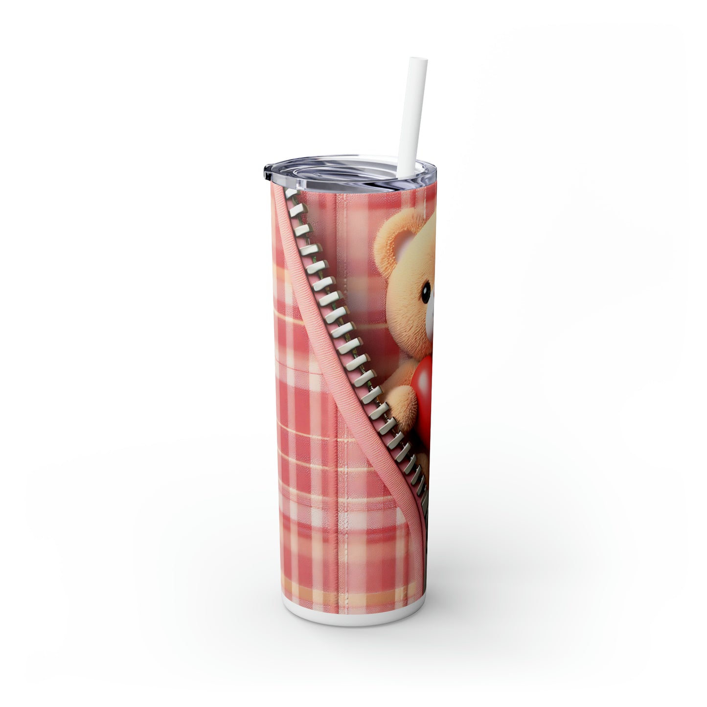 Skinny Tumbler with Straw, 20oz, Bear, Valentines Day, awd-1005