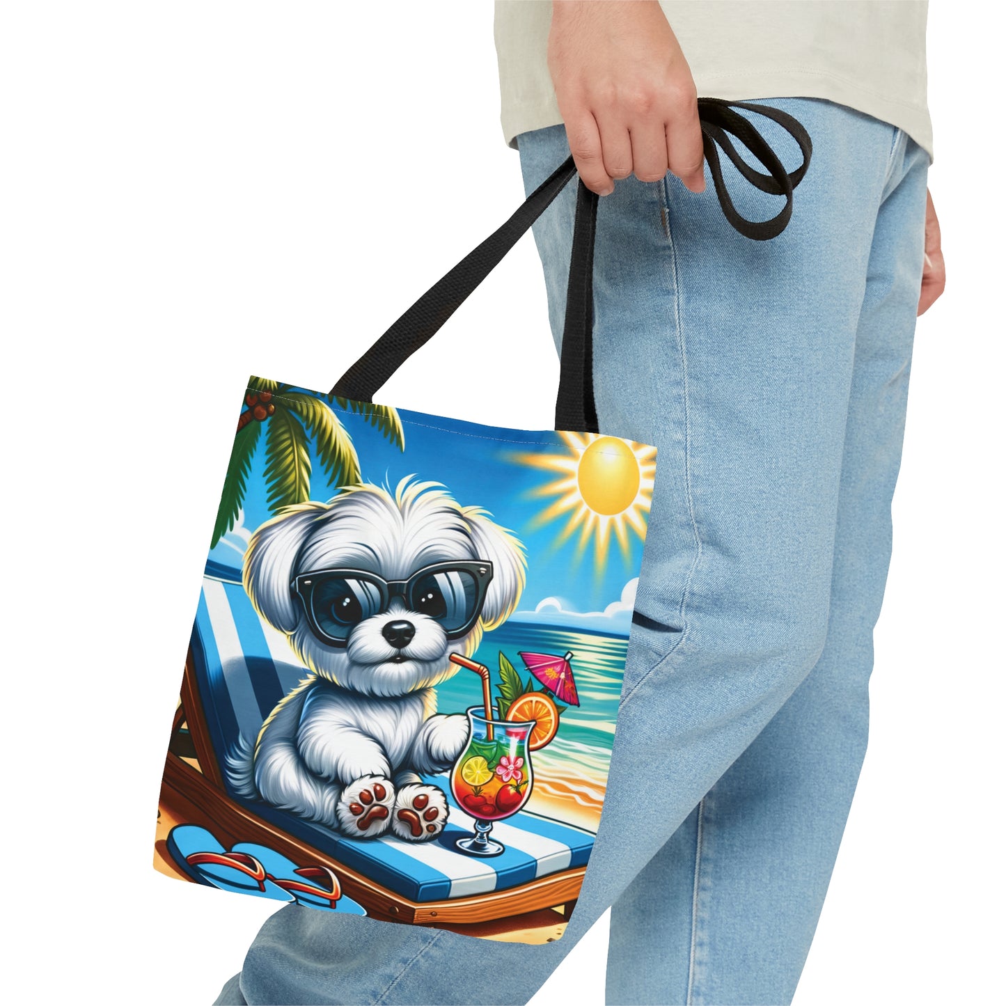 Tote Bag, Dog on Beach, Maltese, Tote bag, awd-1221