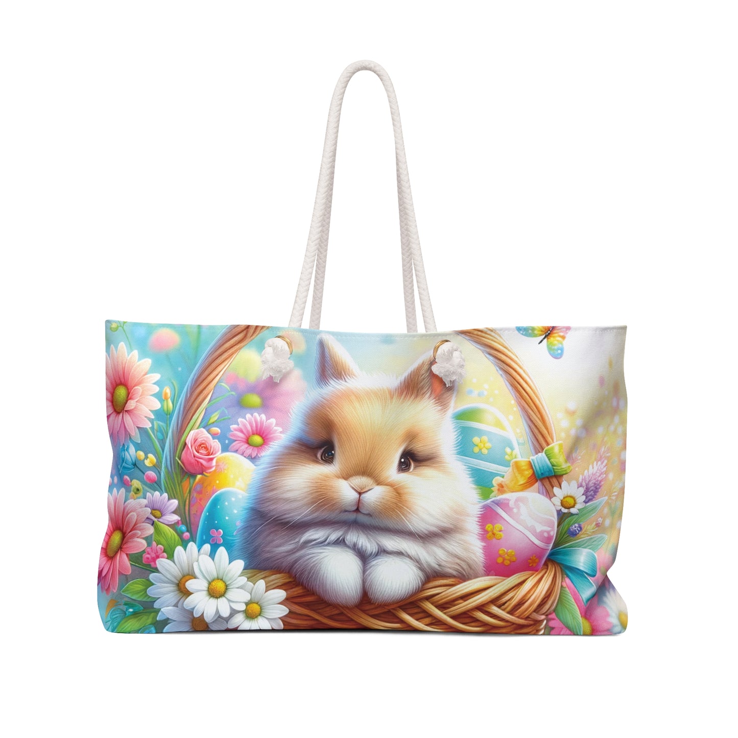 Personalised/Non-Personalised Weekender Bag, Easter Bunny, Large Weekender Bag, Beach Bag, Book Bag