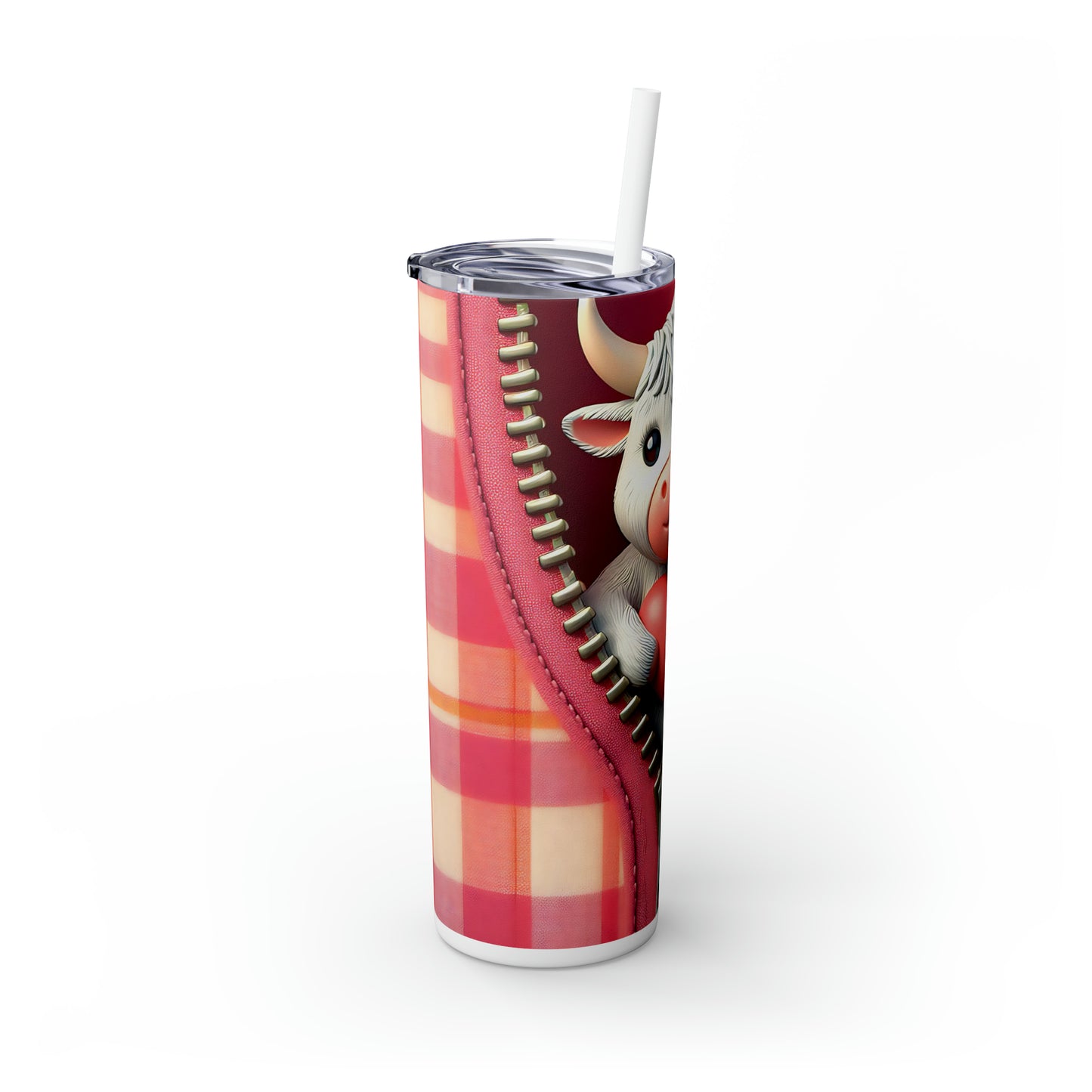 Skinny Tumbler with Straw, 20oz, Highland Cow, Valentines Day, awd-955