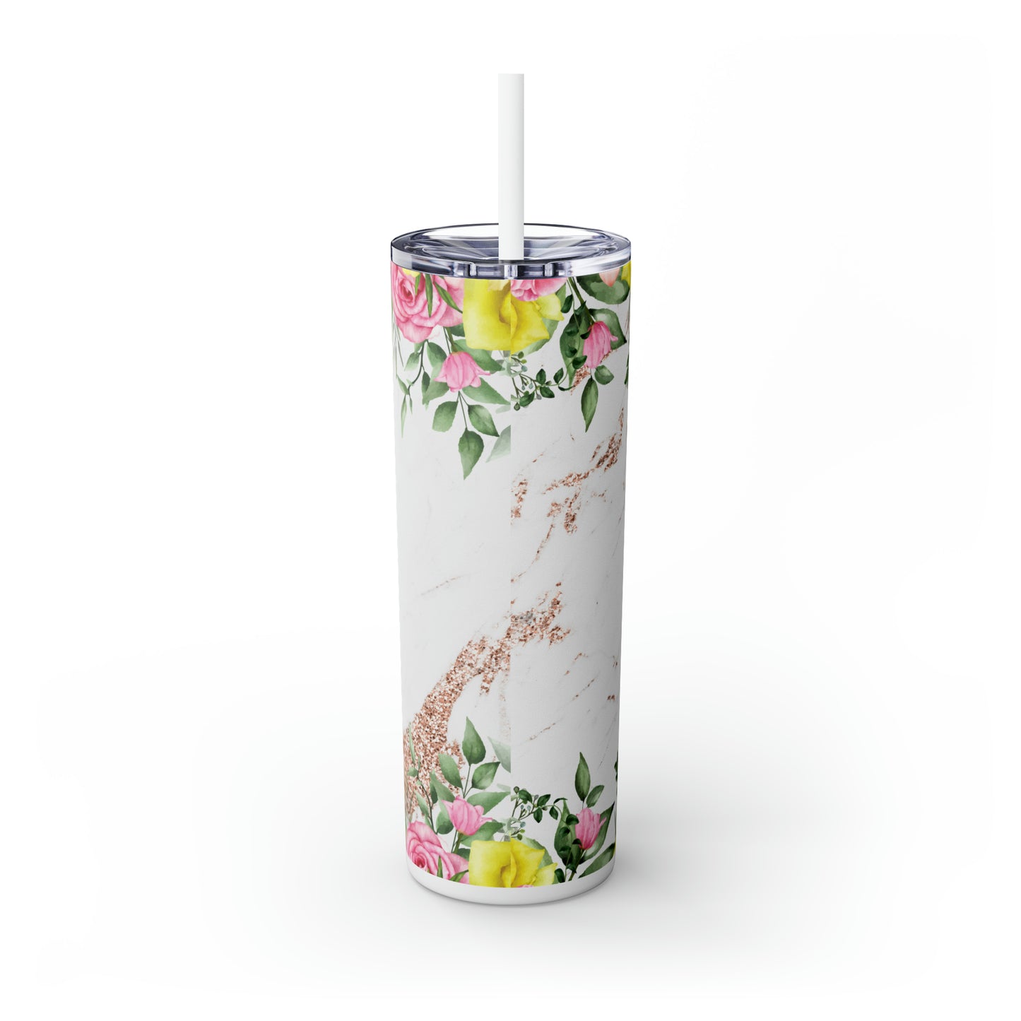 Skinny Tumbler with Straw, 20oz, Floral, Quote, My Favorite People call me Memaw, awd-731