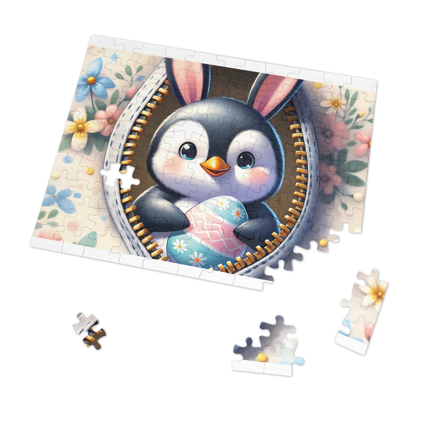 Jigsaw Puzzle, Easter, Penguin with Bunny Ears, Personalised/Non-Personalised (30, 110, 252, 500,1000-Piece)