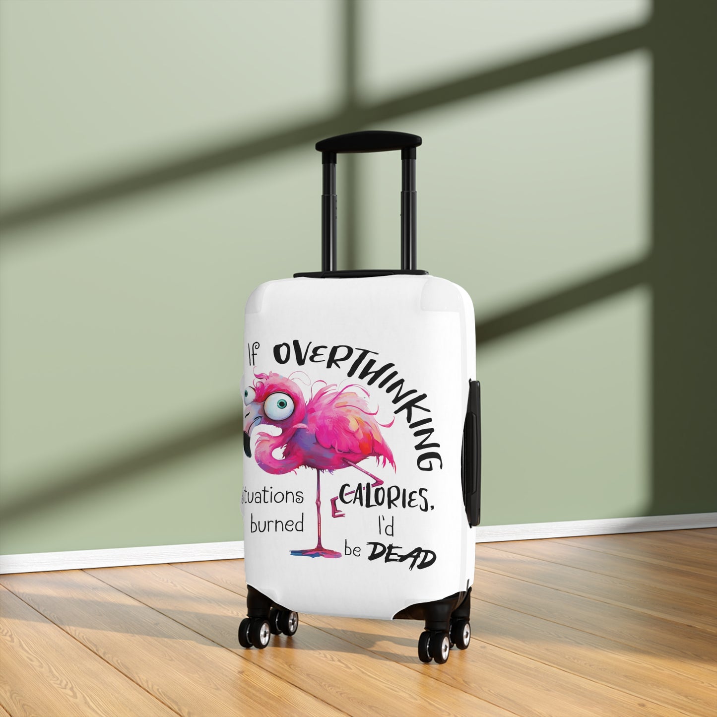 Luggage Cover, Flamingos, If overthinking burned Calories, awd-4021