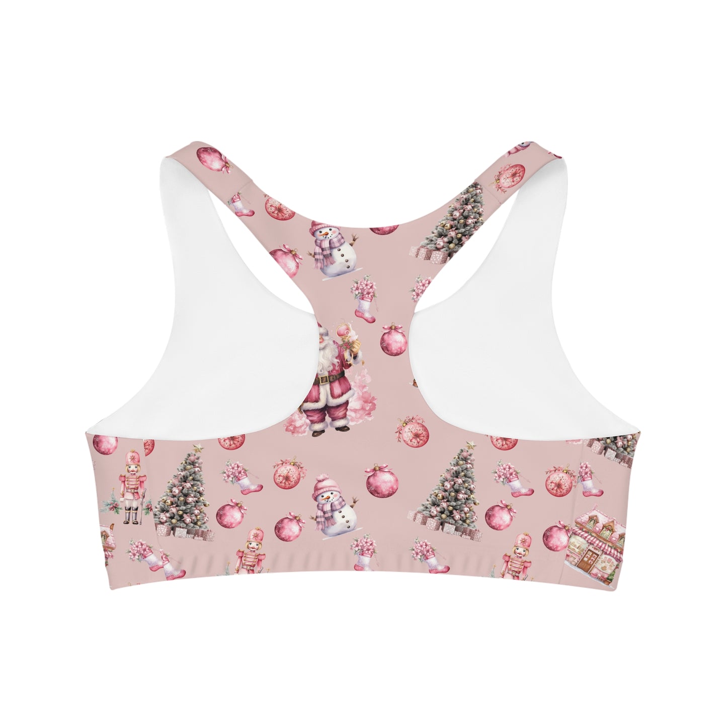 Seamless Sports Bra, Pink Christmas