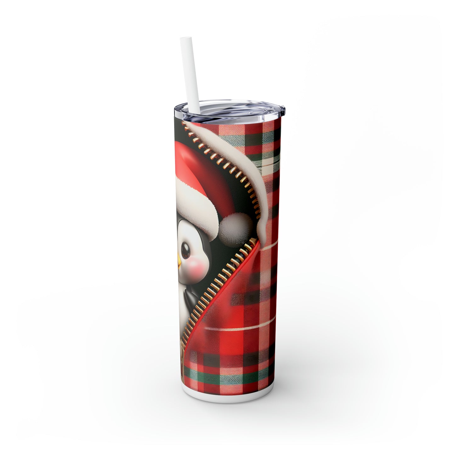 Skinny Tumbler with Straw, 20oz, Penguin